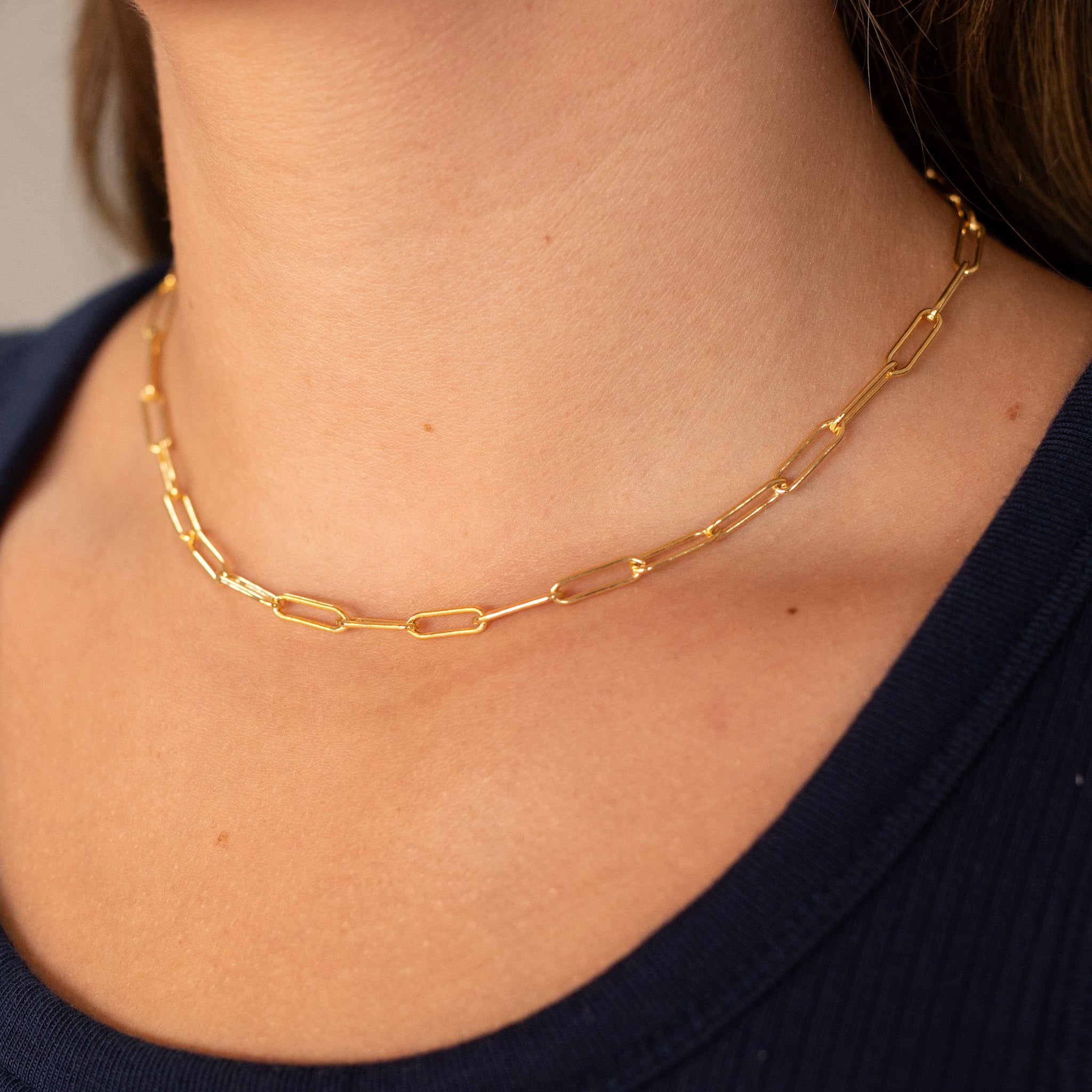Large Heart Charm Trio Paperclip Necklace
