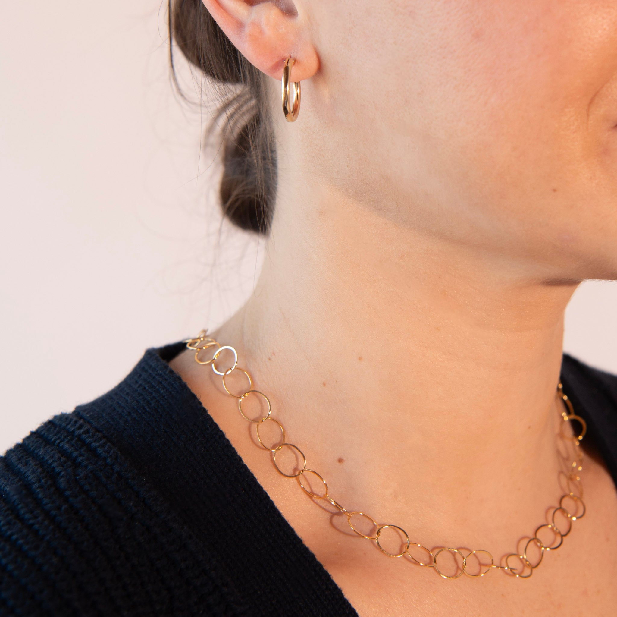 10mm Circle Chain & XL Tube Hoops - Jewel Ya