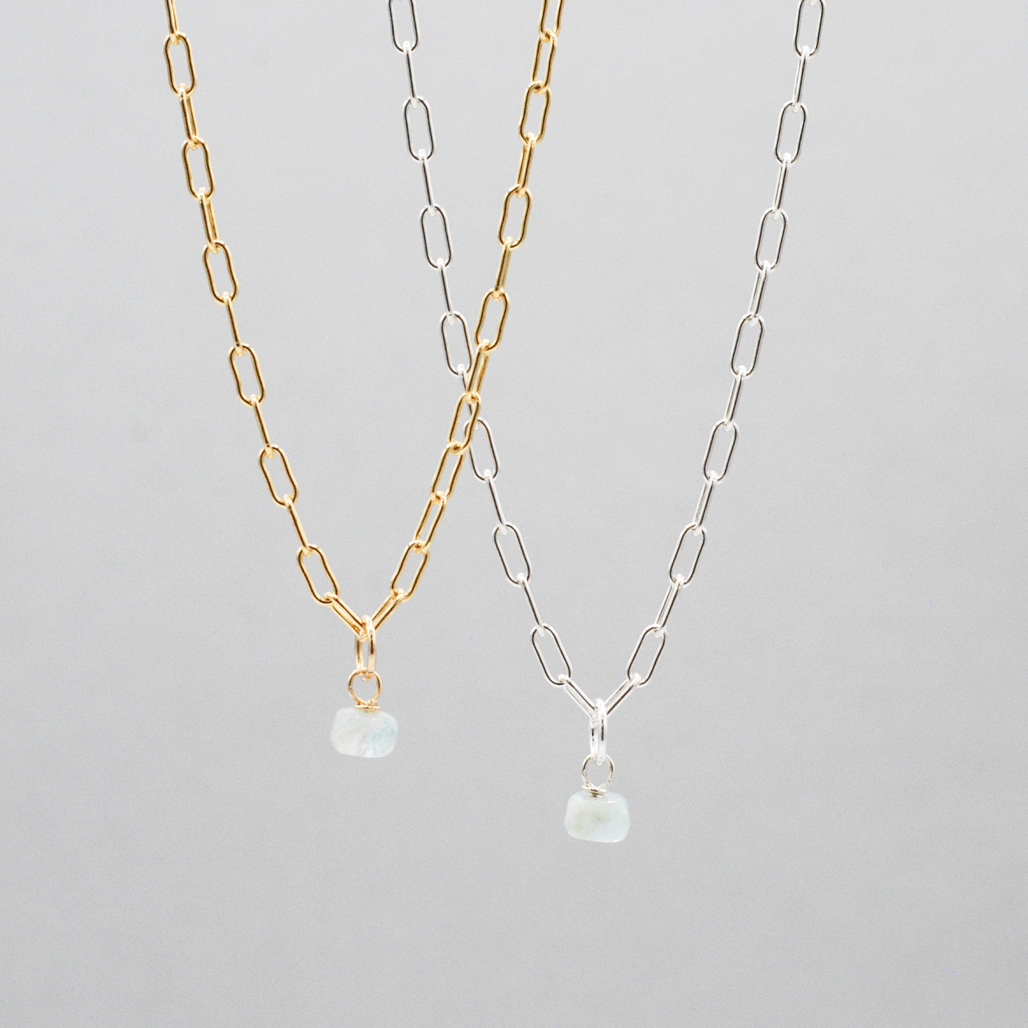 Birthstone Paperclip Charm Necklace - Jewel Ya