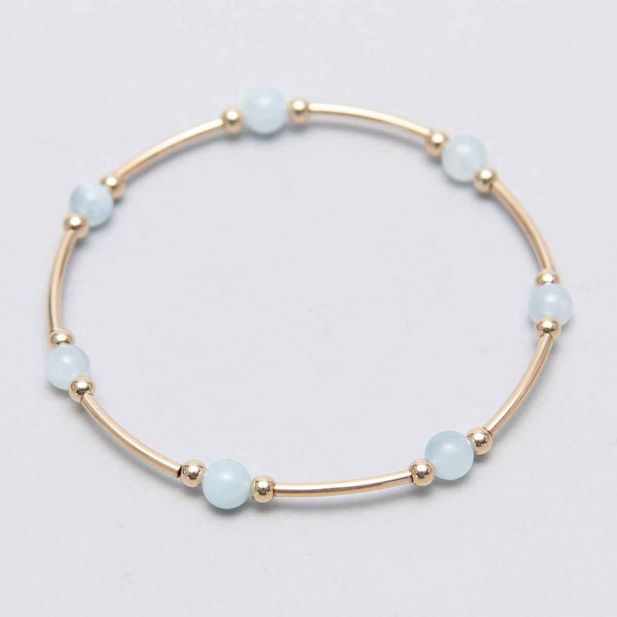March Aquamarine Beaded Lux Tube Bracelet - Jewel Ya