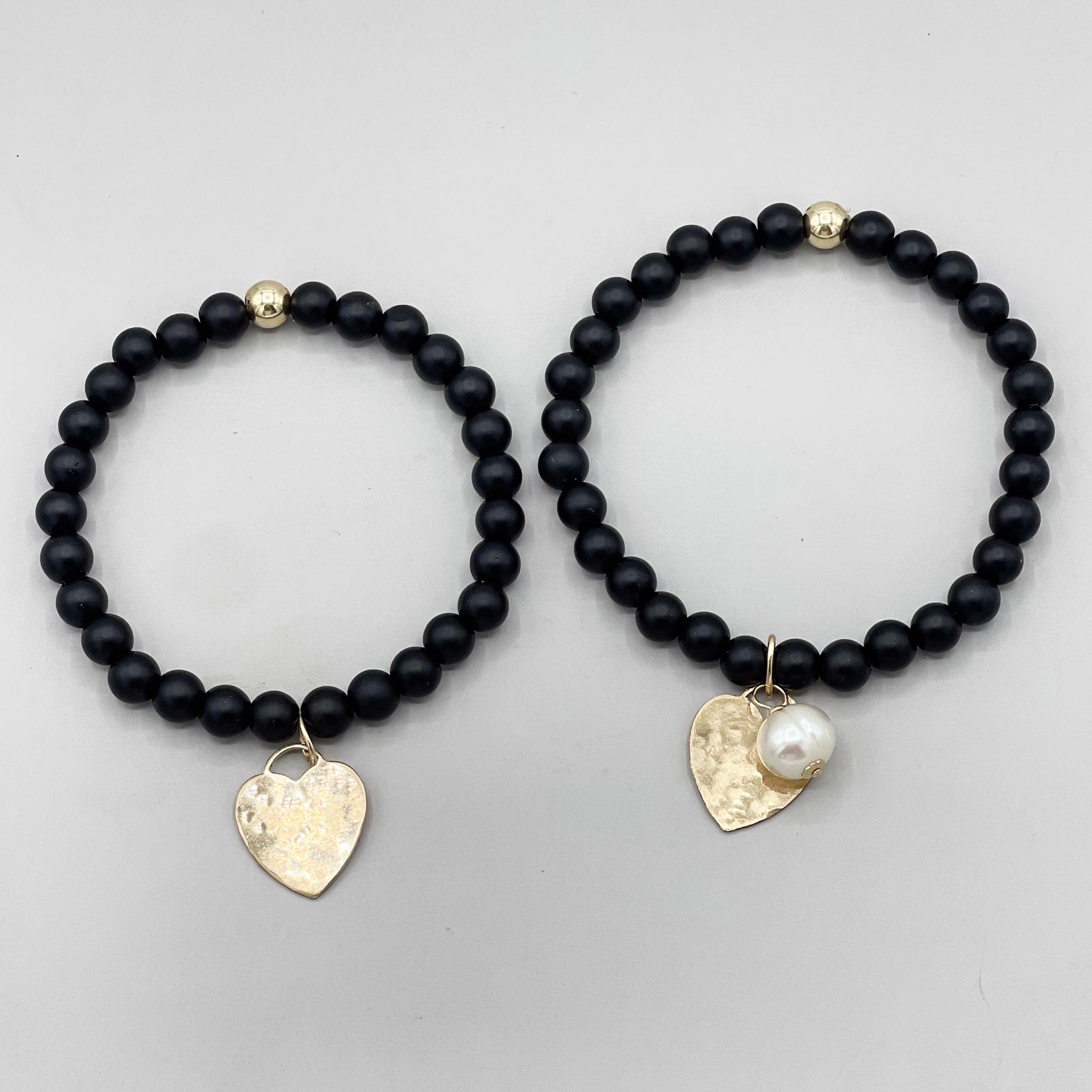 6mm Matte Black Heart Bracelet - Jewel Ya