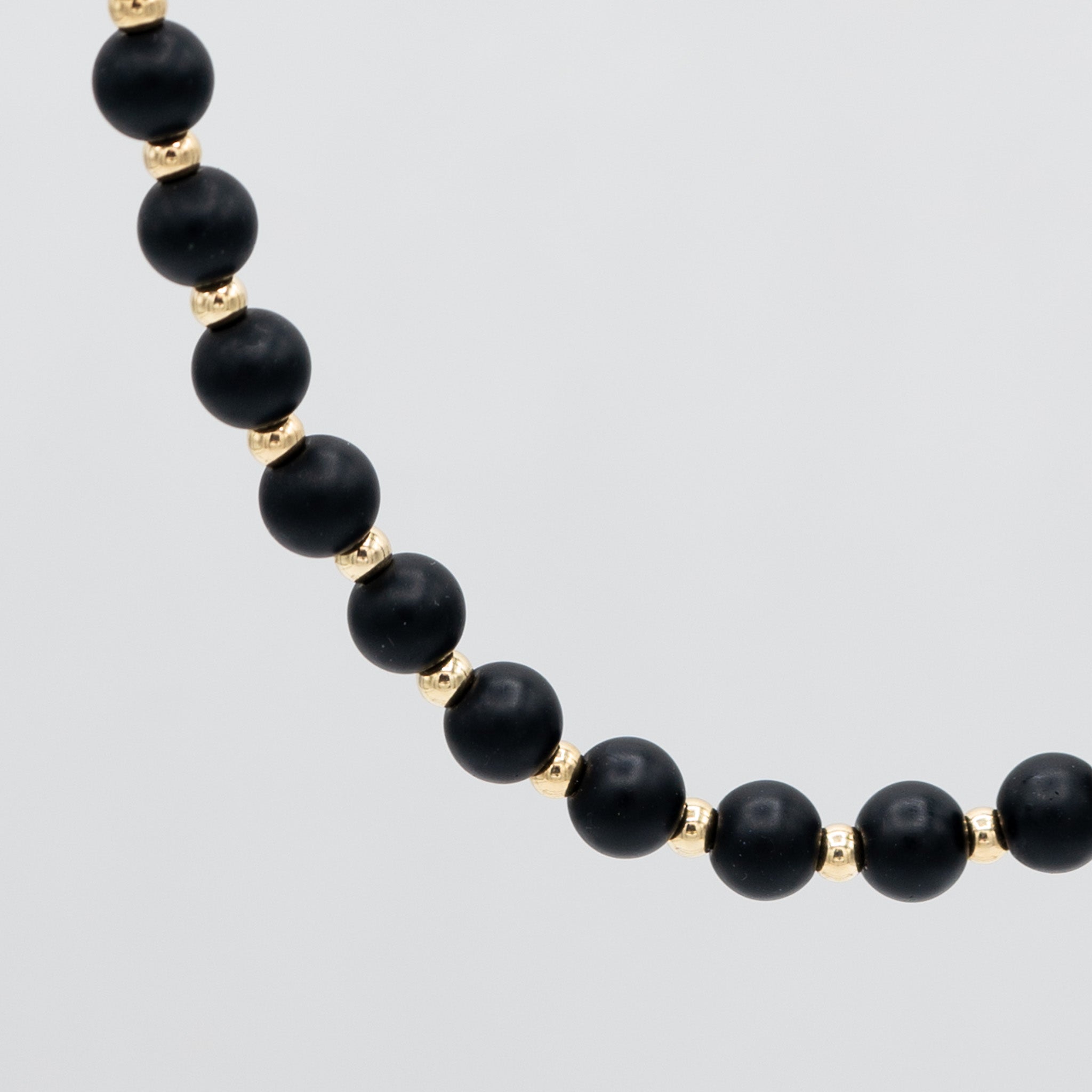 Matte Black Onyx &14k Gold Filled Beaded Necklace