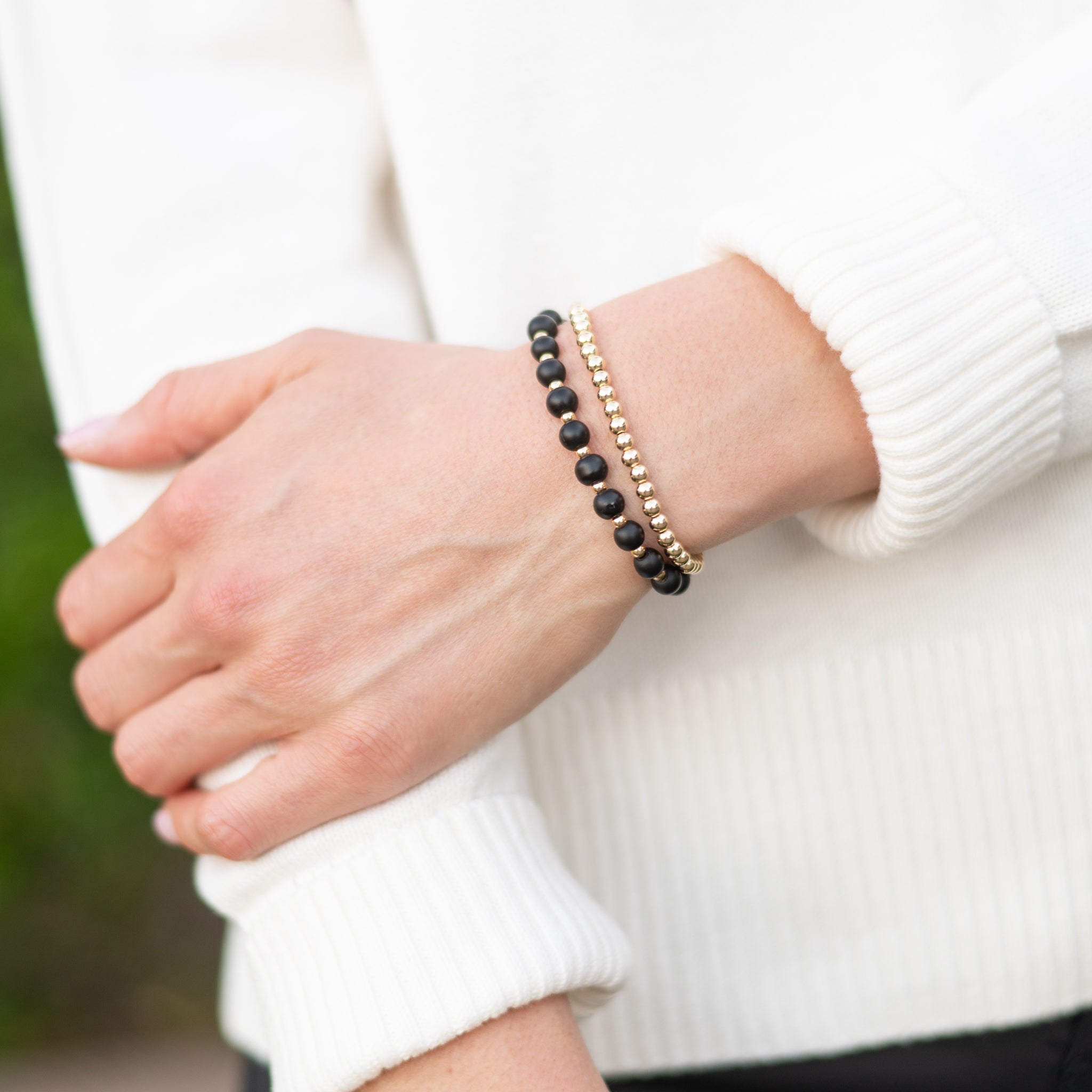 Matte Black Onyx & 14k Gold Filled Bracelet - Jewel Ya