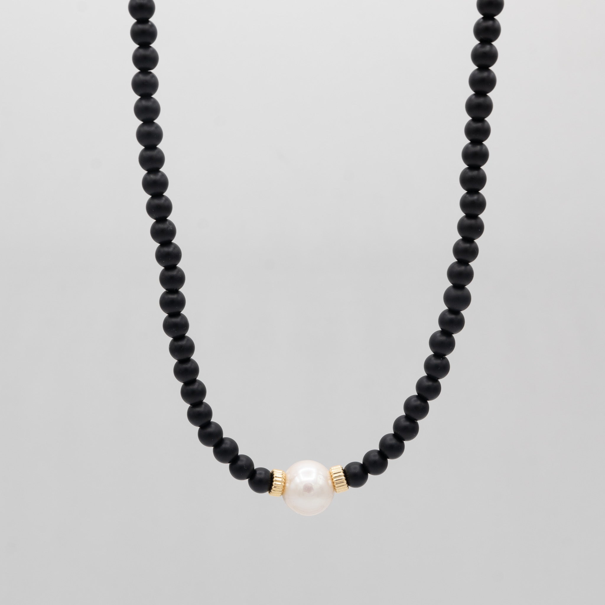 Matte Black & Freshwater Pearl Necklace