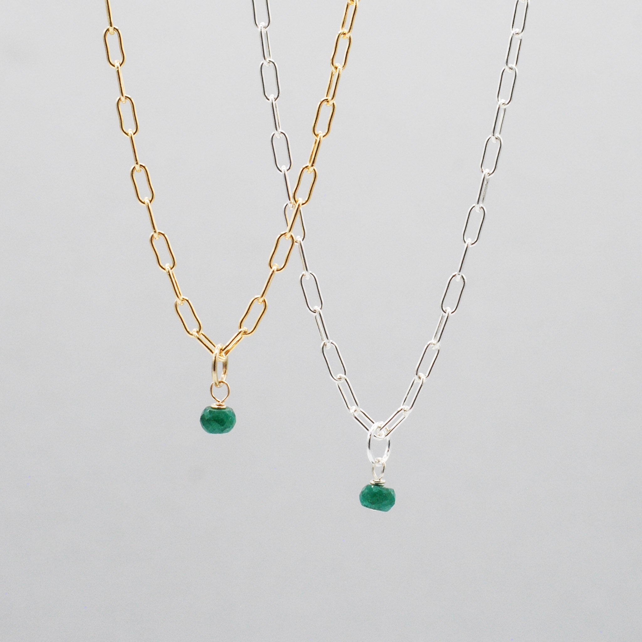 Birthstone Paperclip Charm Necklace - Jewel Ya