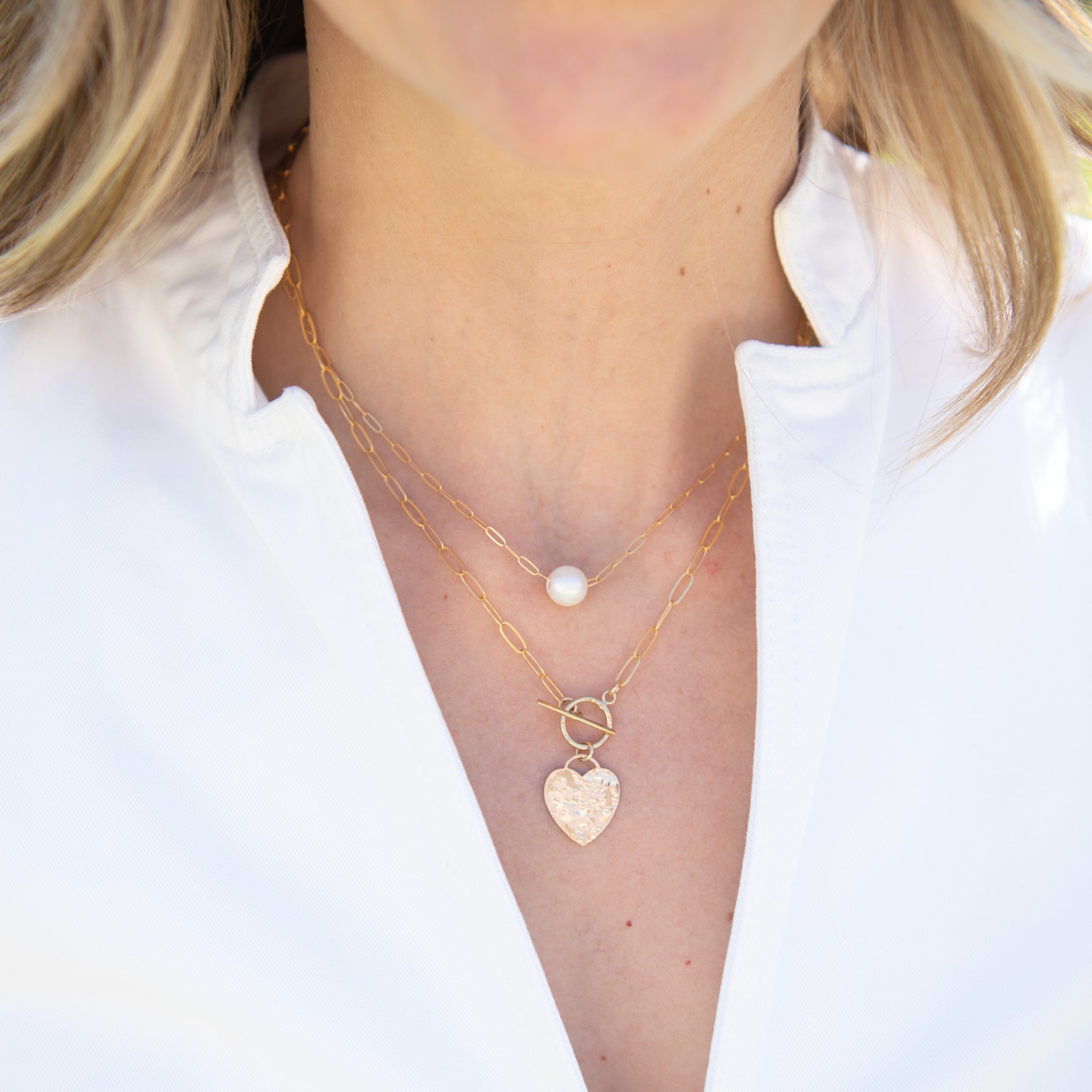 Medium 14k Gold Filled Heart Toggle Necklace - Jewel Ya