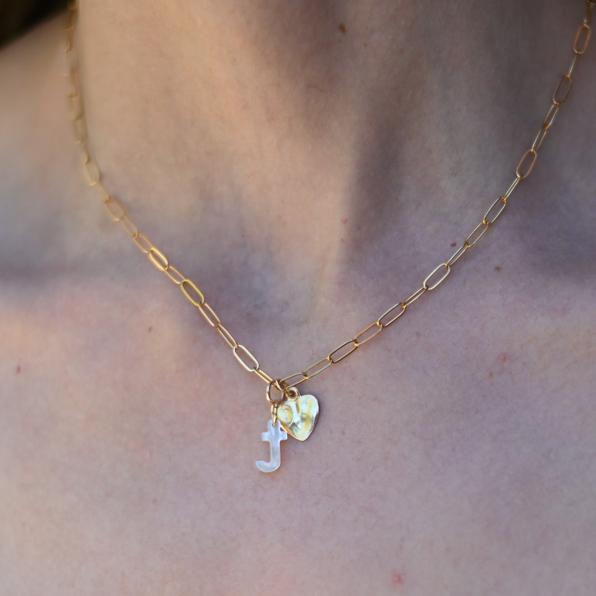 Medium Paper Clip Initial Charm Necklace - Jewel Ya