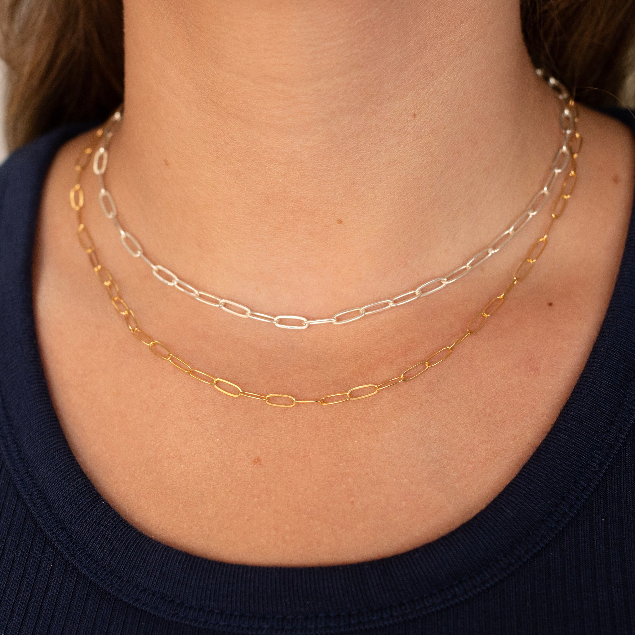 Medium Paper Clip Initial Charm Necklace - Jewel Ya