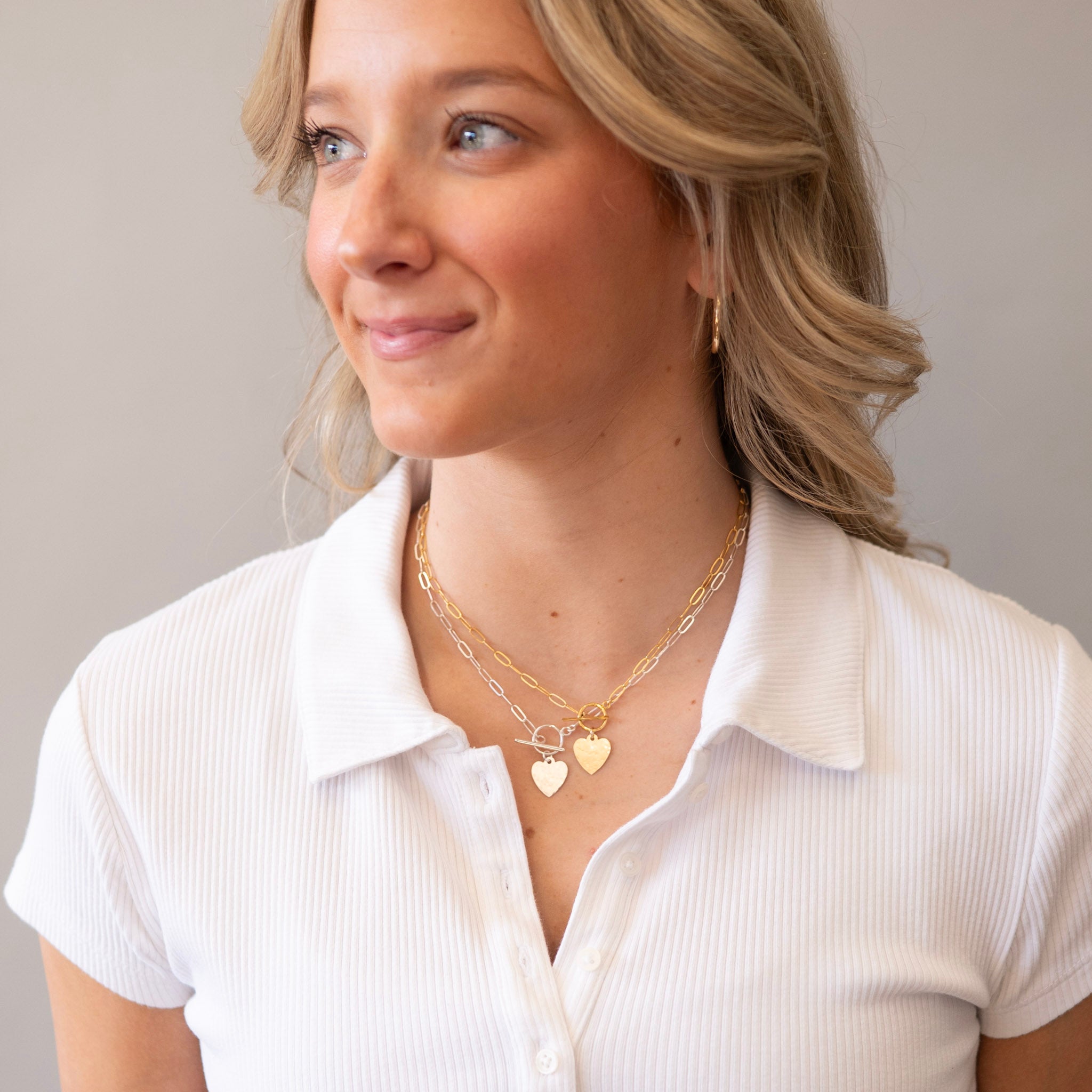 Medium 14k Gold Filled Heart Toggle Necklace