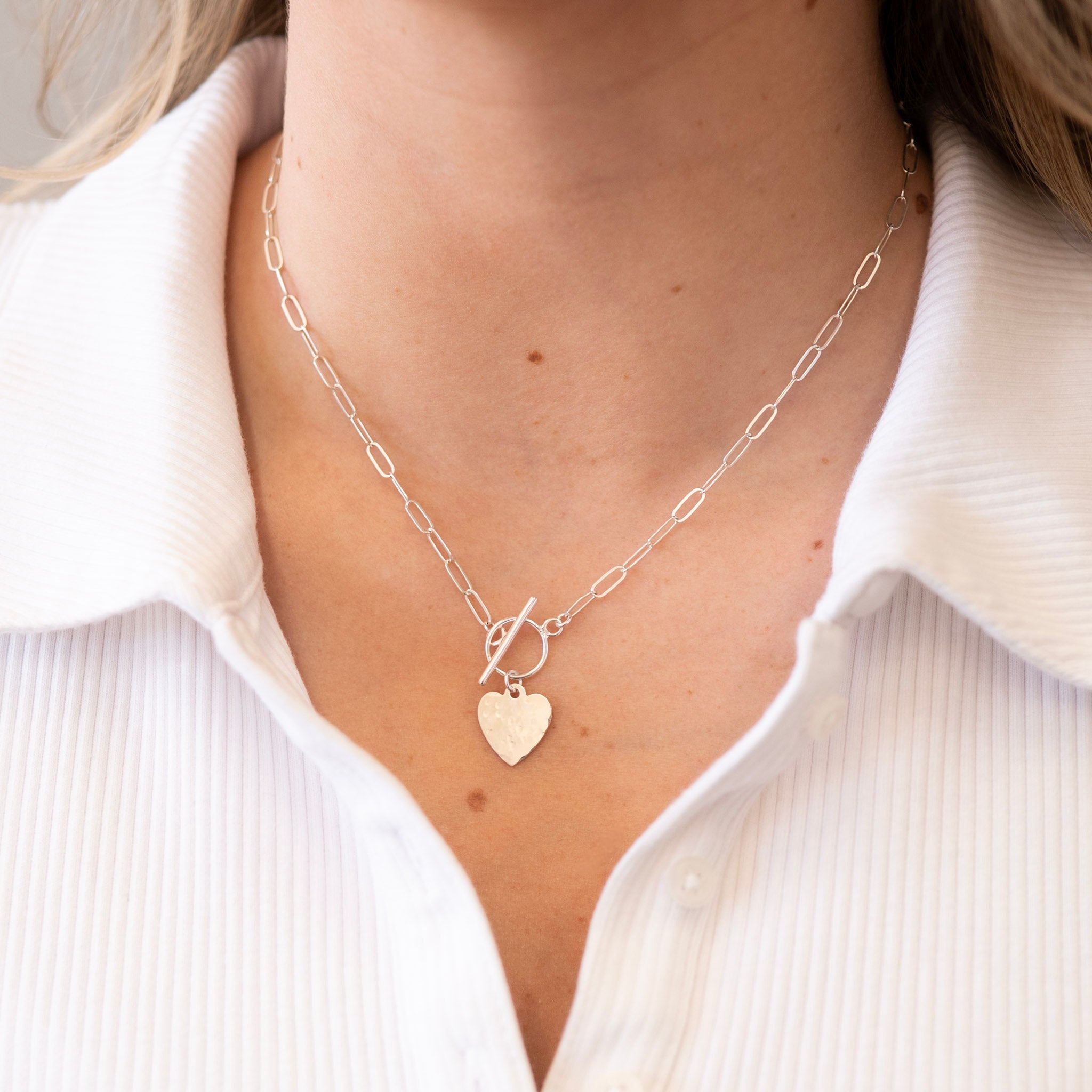 Medium Sterling Silver Toggle Heart Necklace
