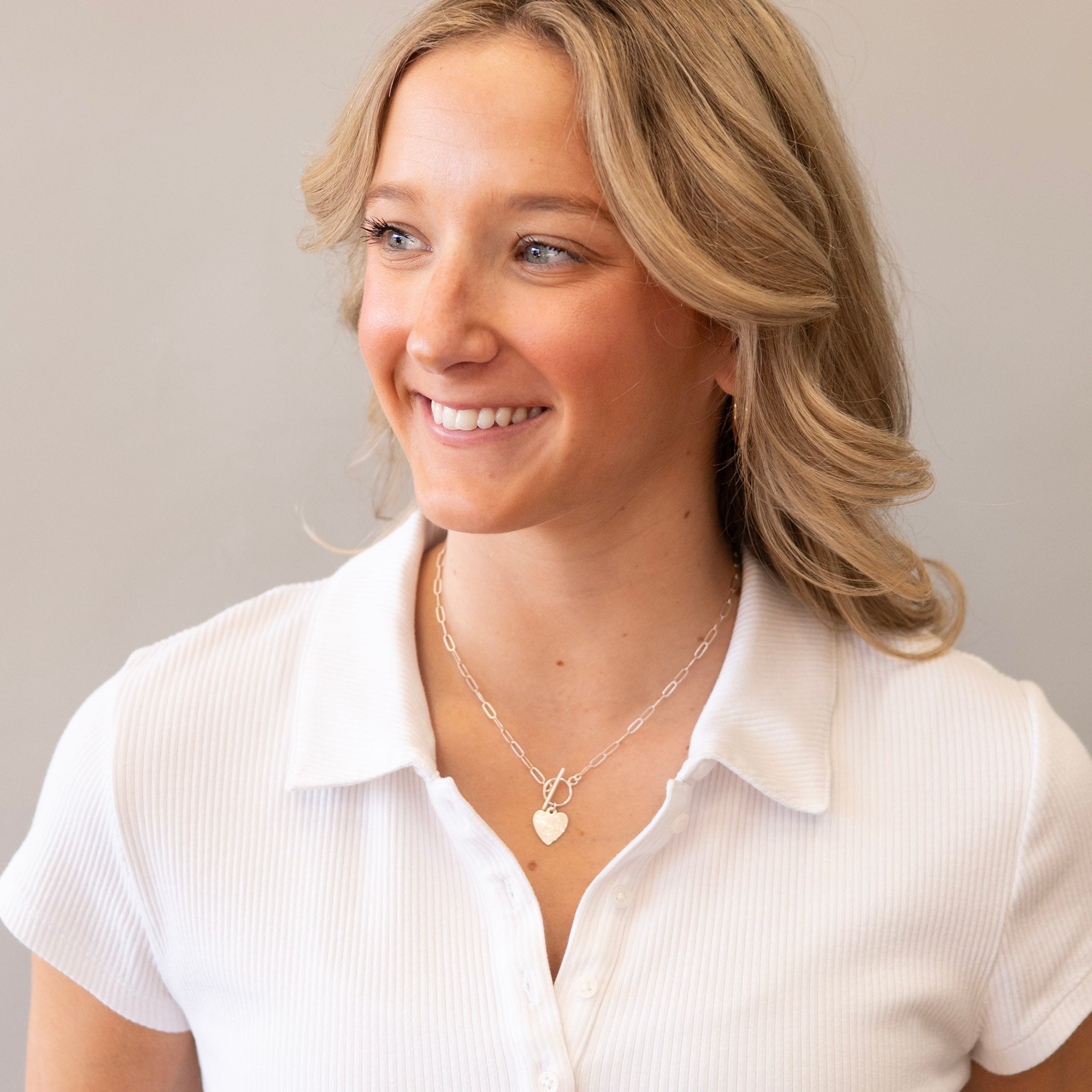 Medium Sterling Silver Toggle Heart Necklace