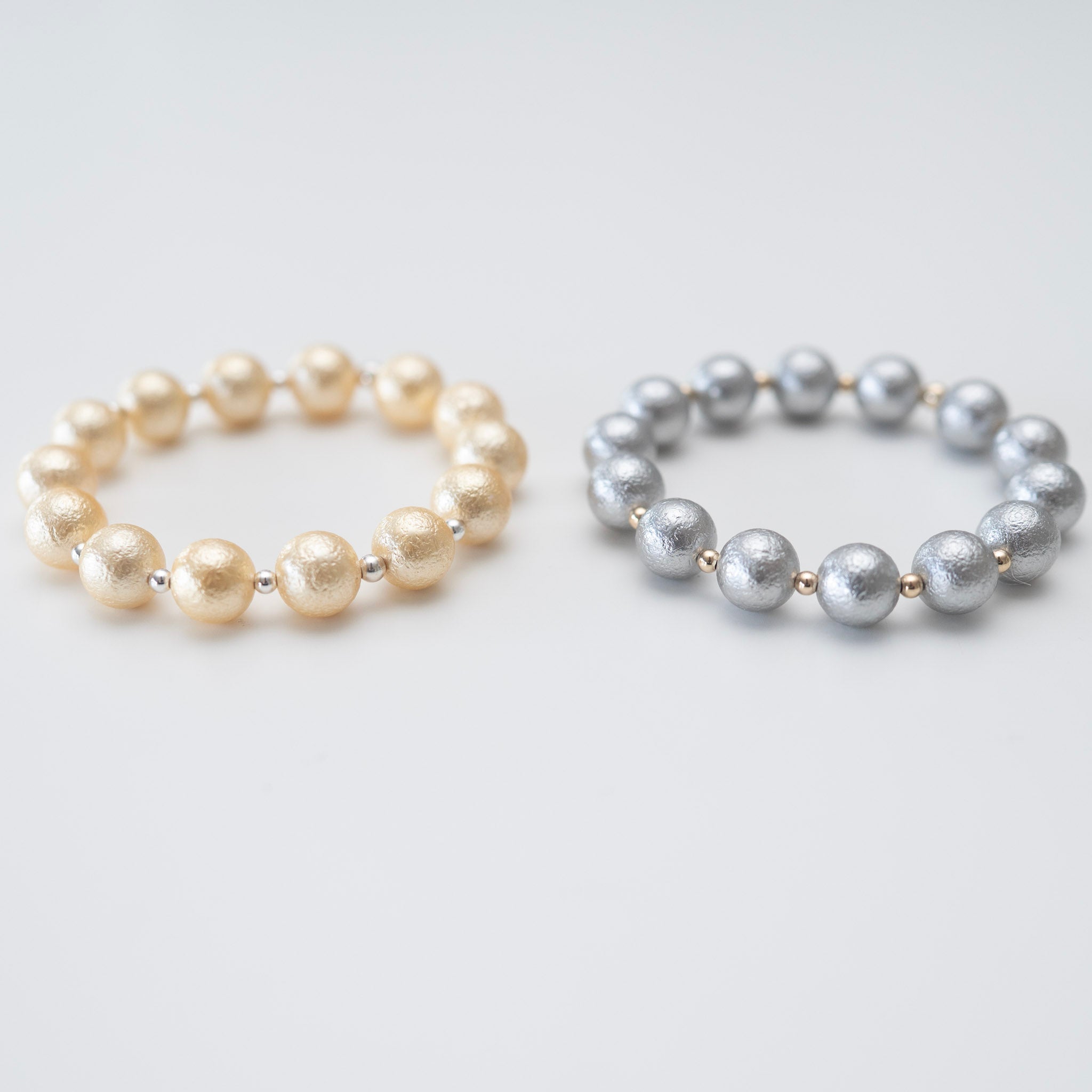 Metallic Gold Pearl & Sterling Silver Bracelet