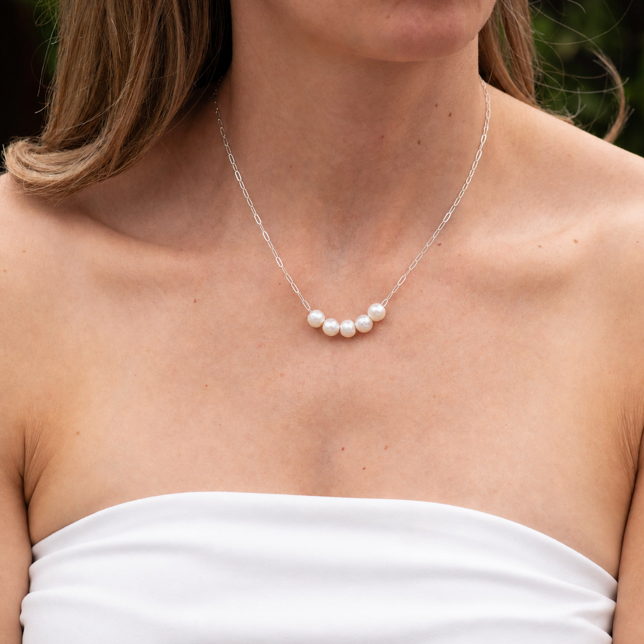 Custom Milestone Freshwater Pearl Sterling Silver Paperclip Necklace - Jewel Ya
