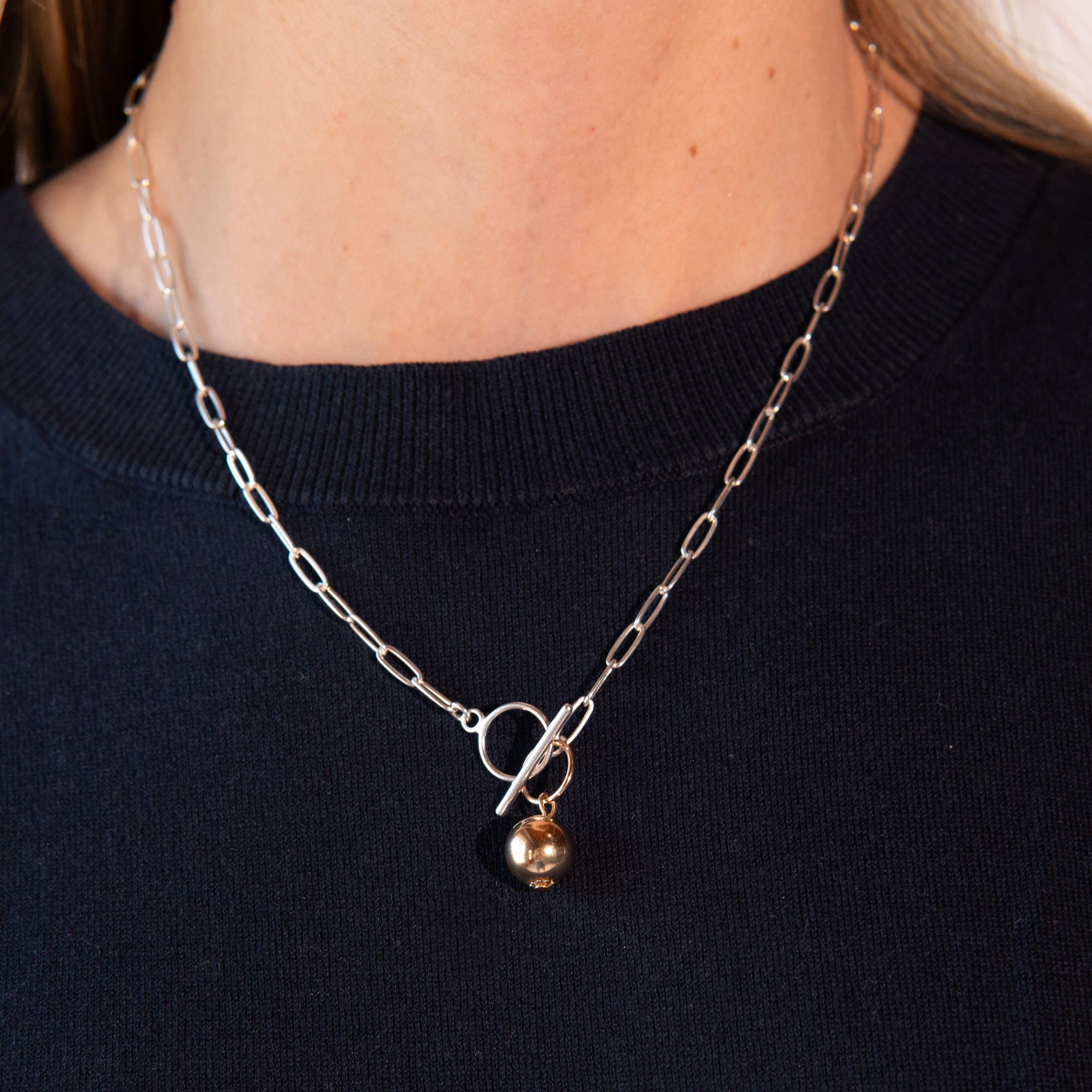 Medium Paper Clip Toggle Necklace & Charm Set - Jewel Ya