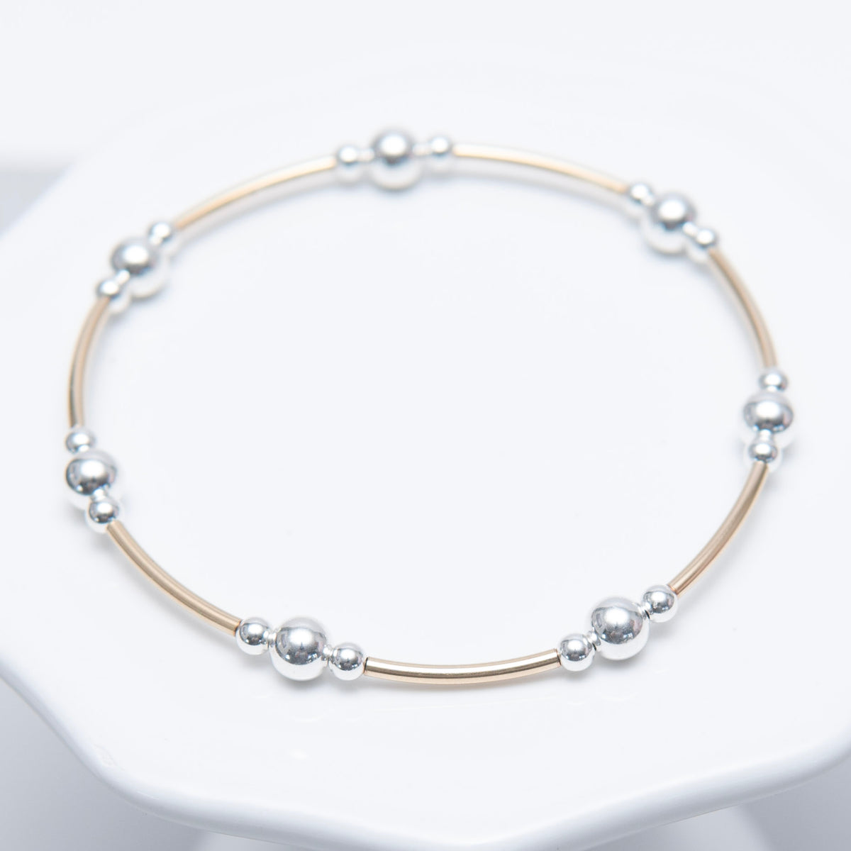 Mixed Metal Beaded Lux Tube Bracelet - Jewel Ya