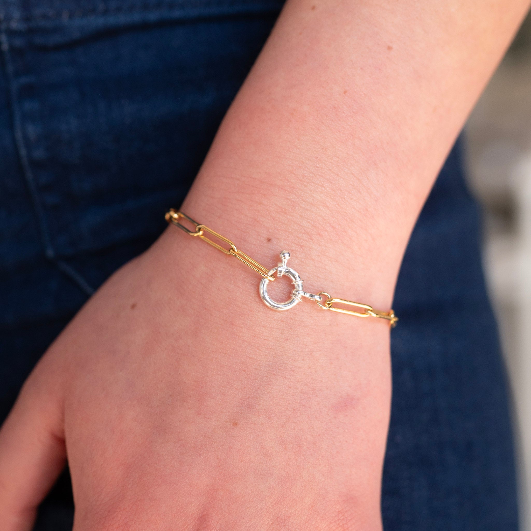 Large Paperclip Chain & Bolt Bracelet - Jewel Ya