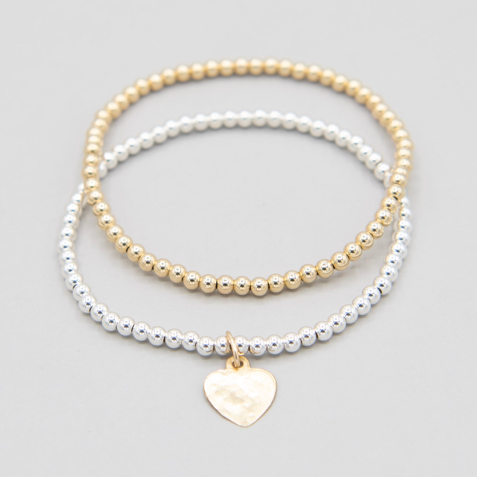 Mixed Metal Heart Bracelet Set - Jewel Ya