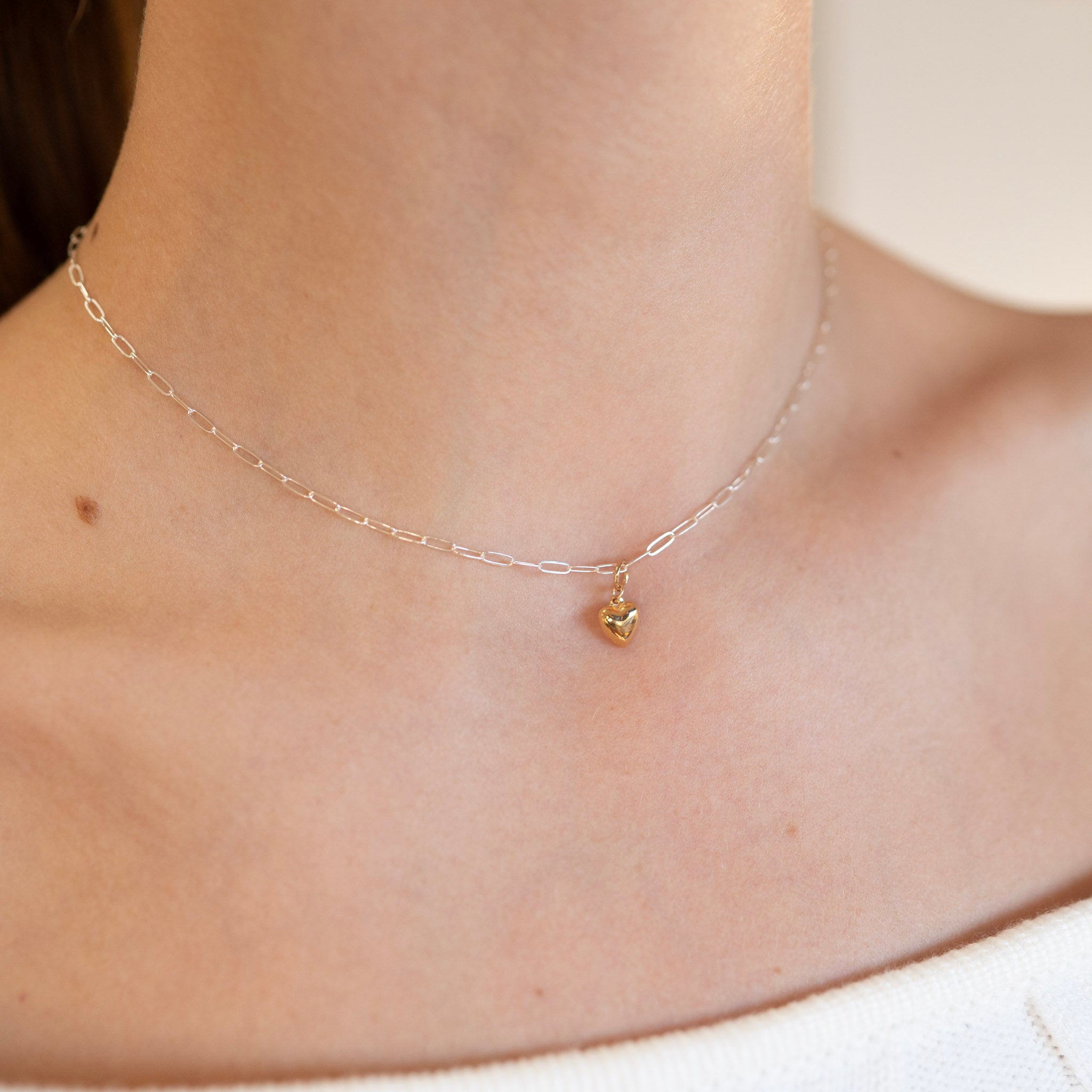 Tiny Puffy Heart Necklace - Jewel Ya