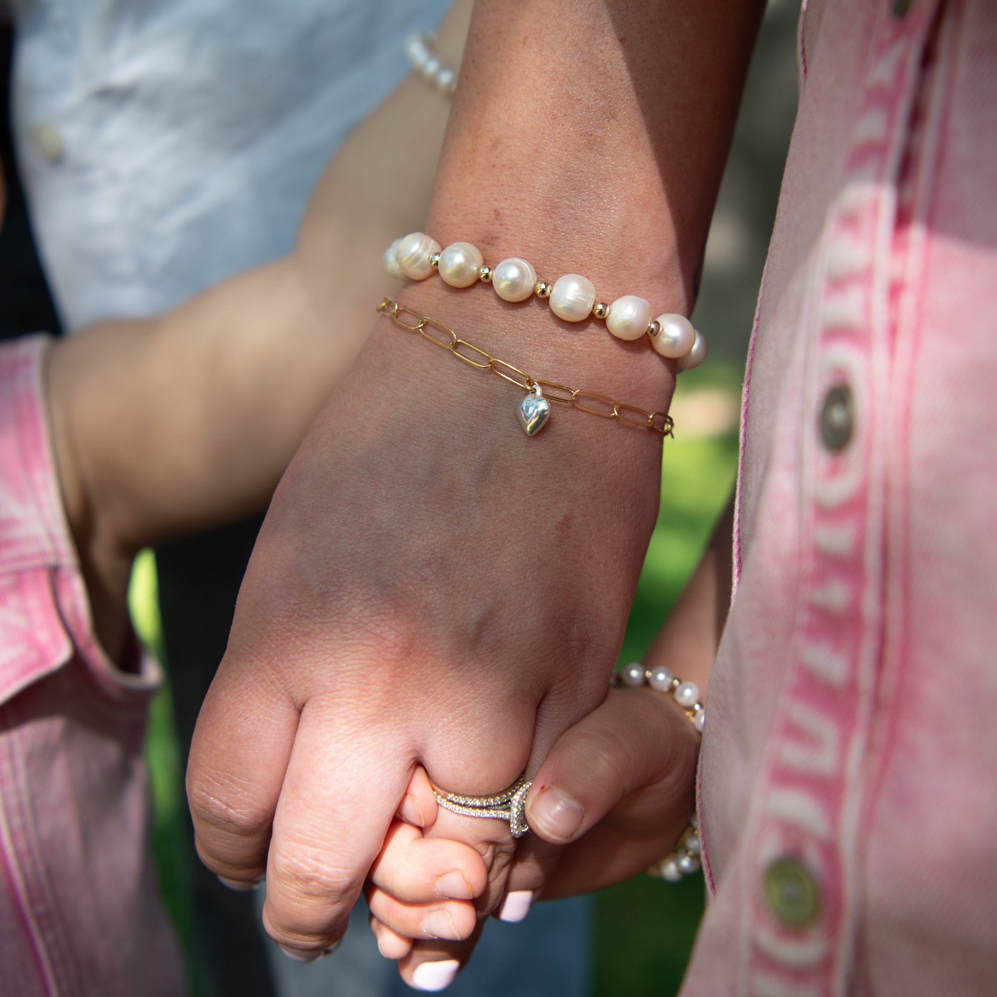 Mommy & Me Freshwater Pearl & 14k Gold Filled Beaded Bracelet