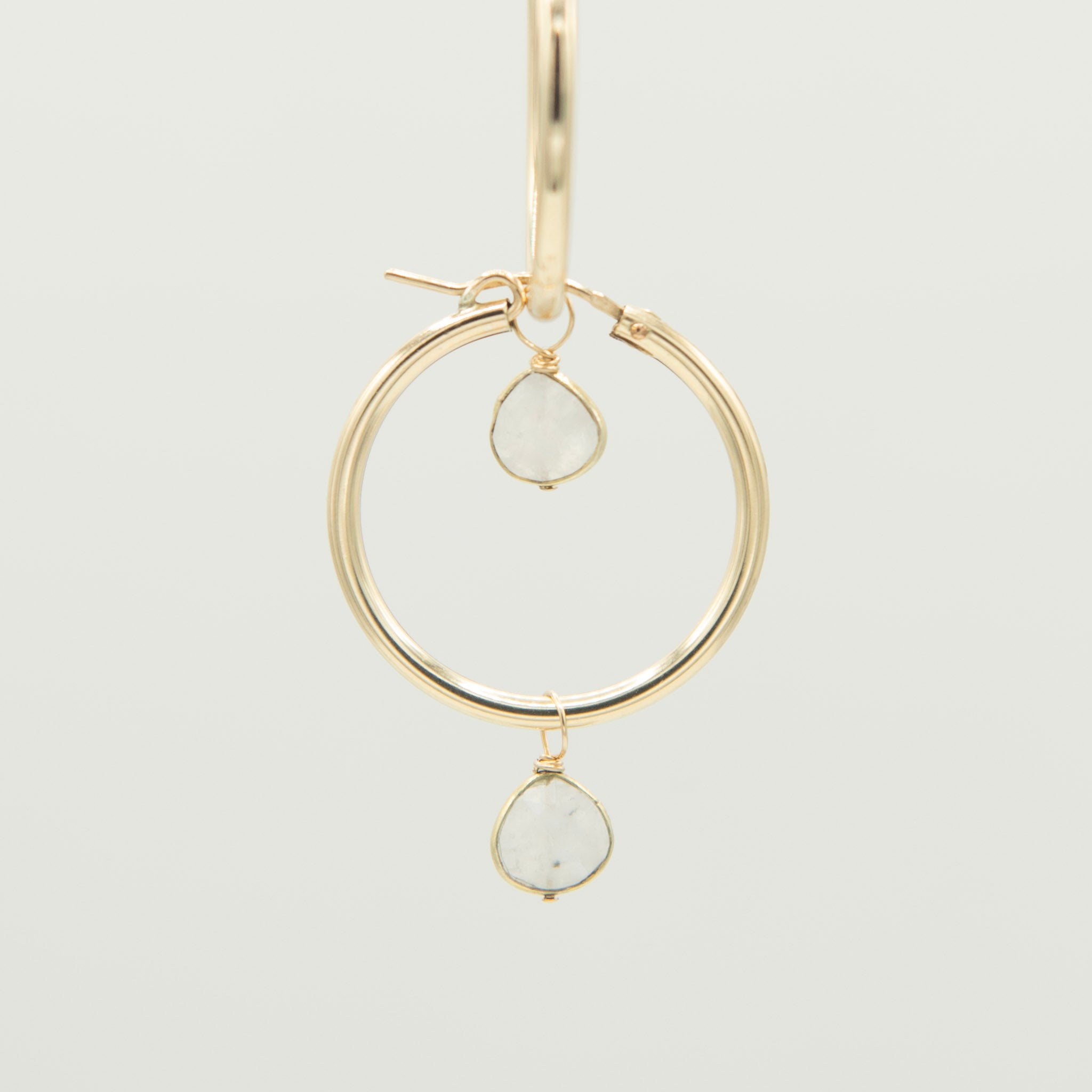 Moonstone Teardrop Hoop Drops - Jewel Ya