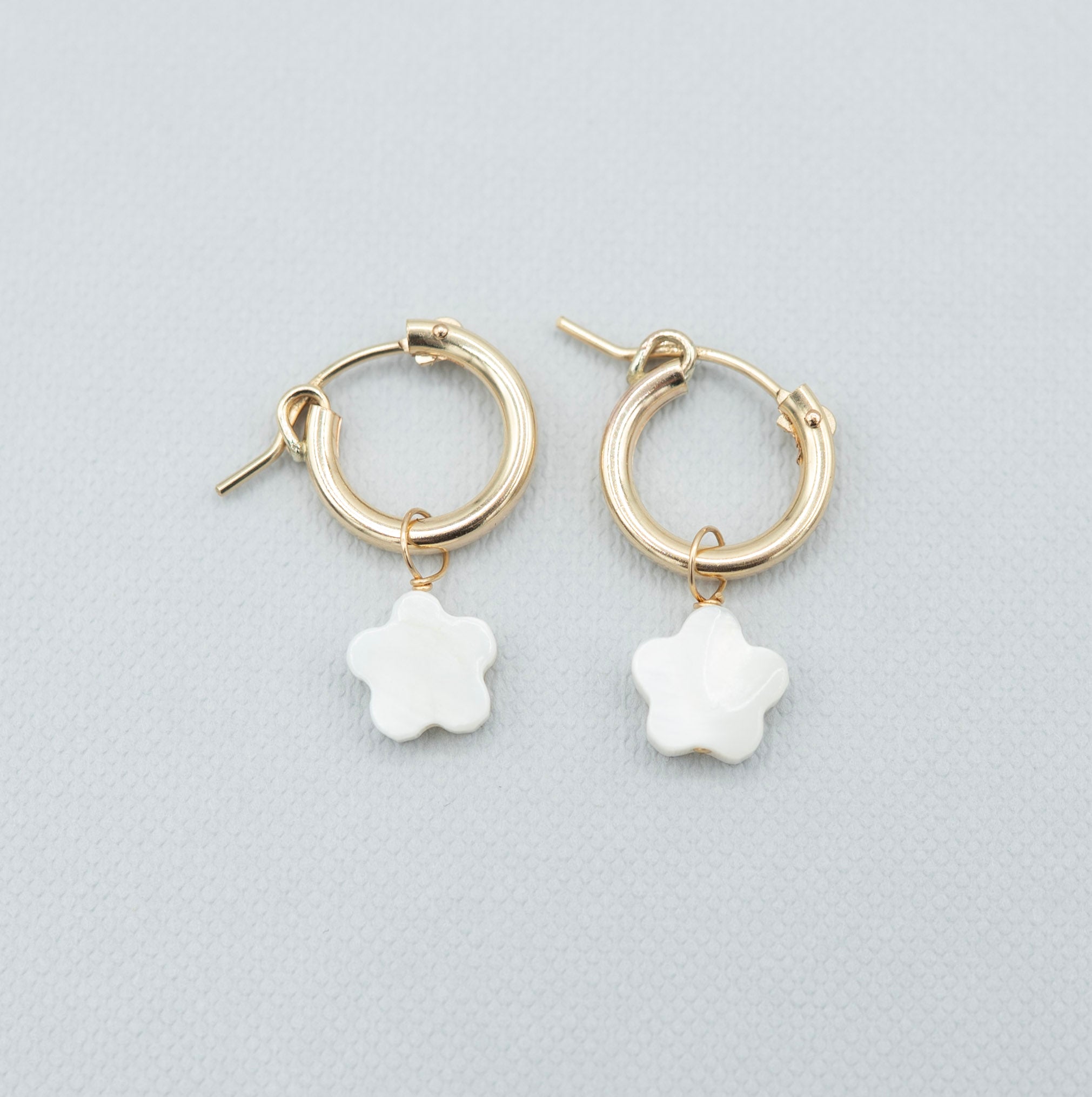 Mother of Pearl Flower Hoop Drops - Jewel Ya