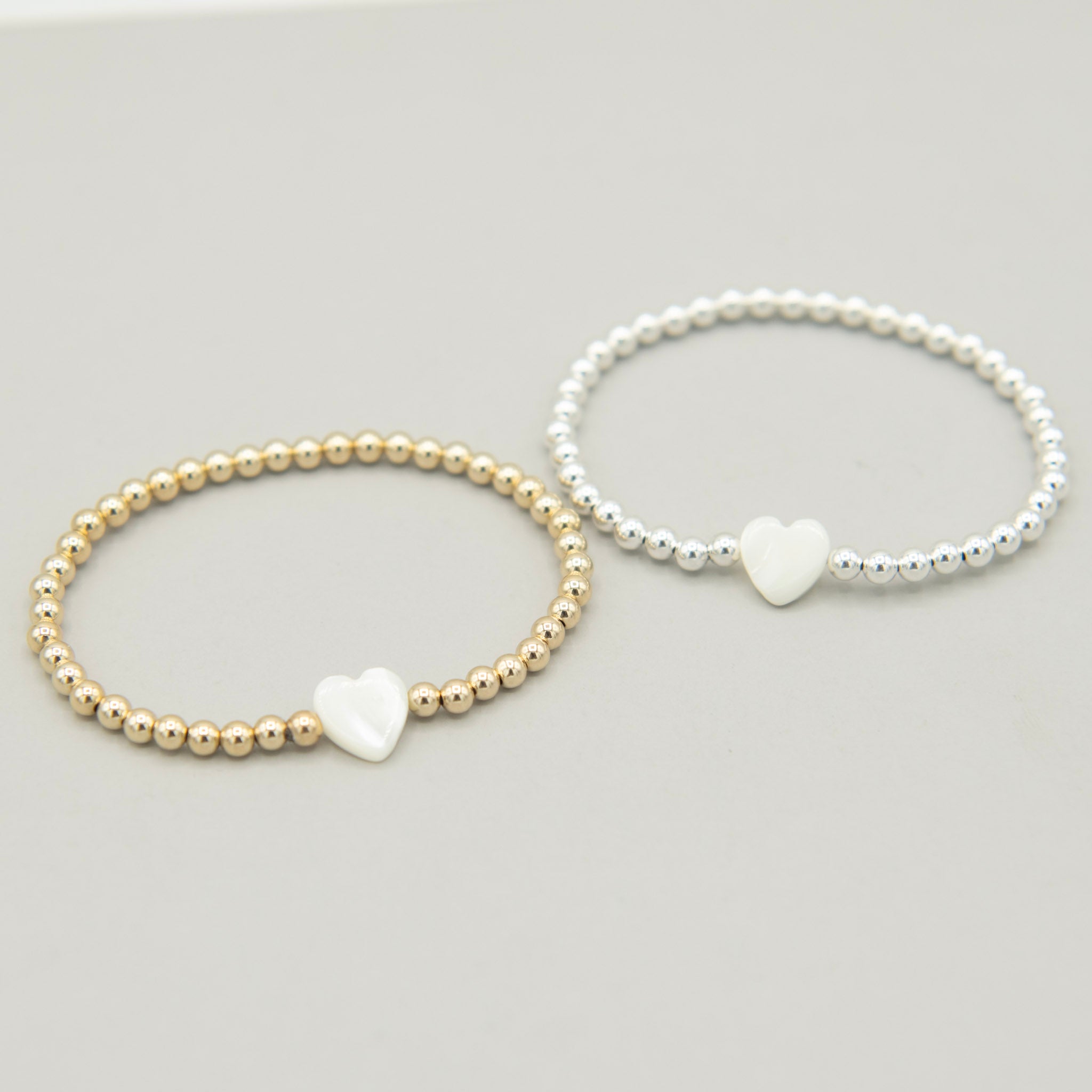 Mother of Pearl Beaded Lux Heart Bracelet - Jewel Ya
