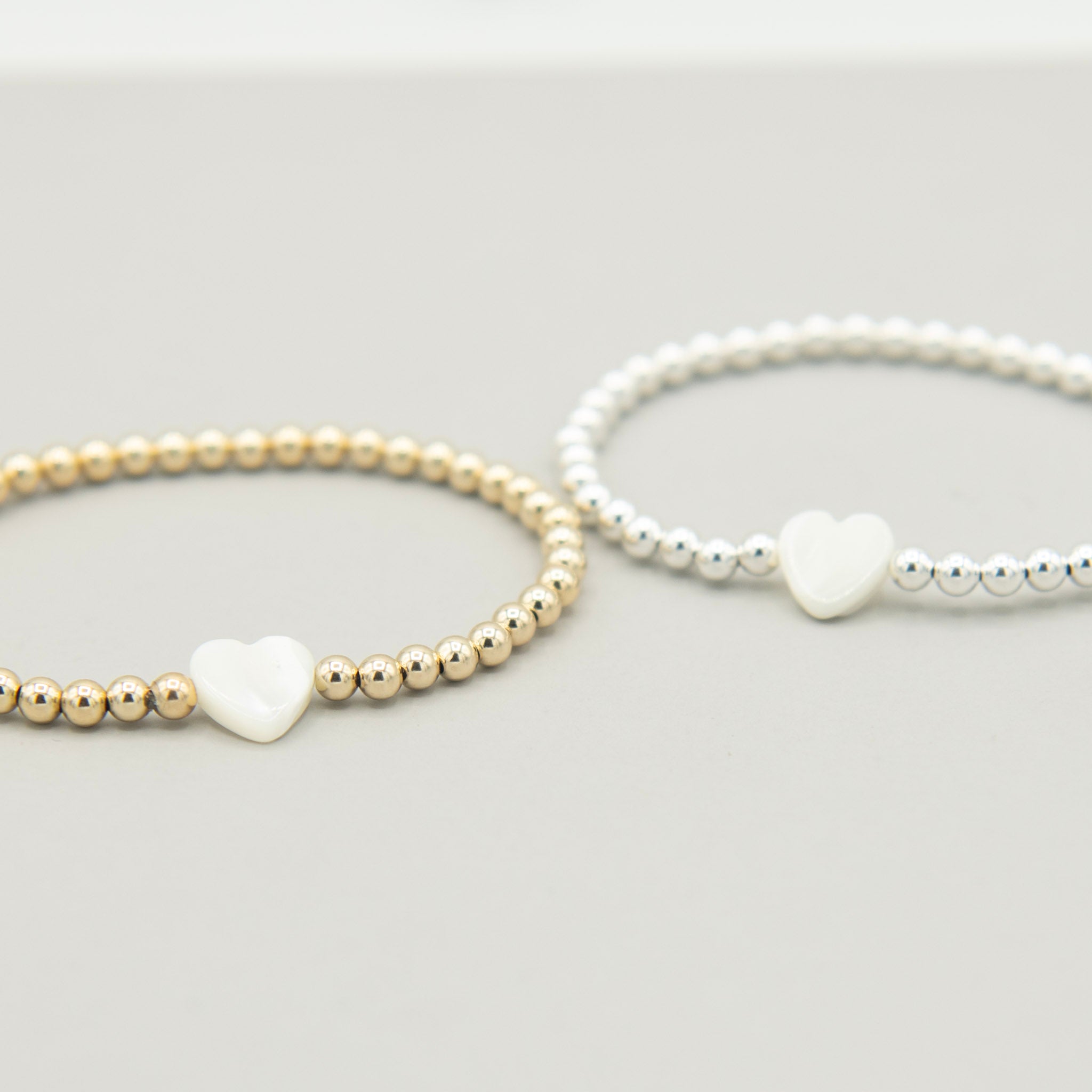 Mother of Pearl Beaded Lux Heart Bracelet - Jewel Ya