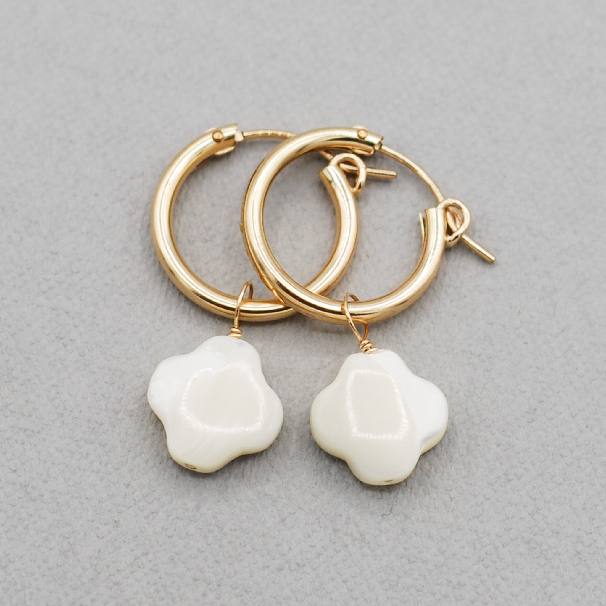 Mother of Pearl Clover Hoop Drops - Jewel Ya