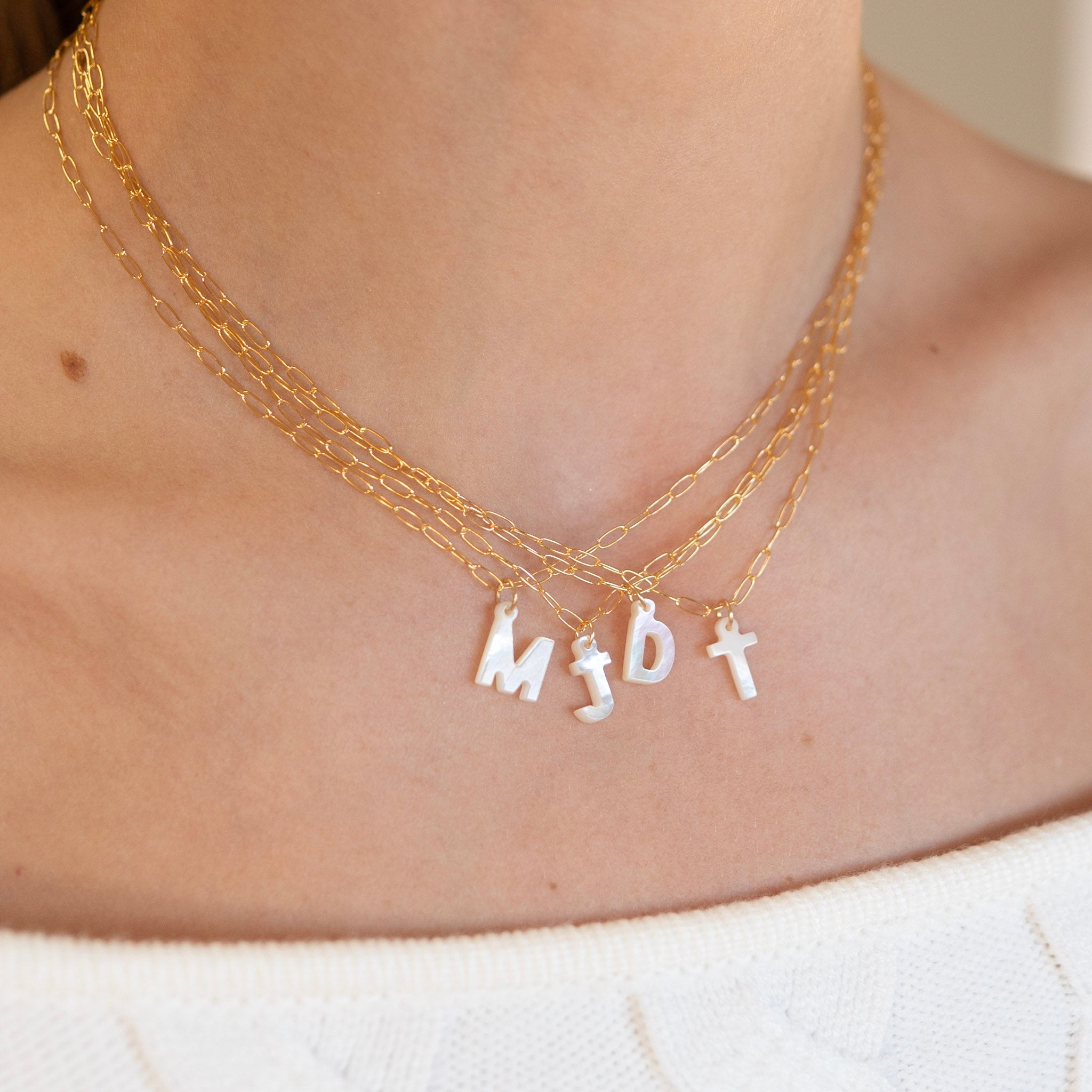 Sterling Silver Initial Charm Necklace Set - Jewel Ya