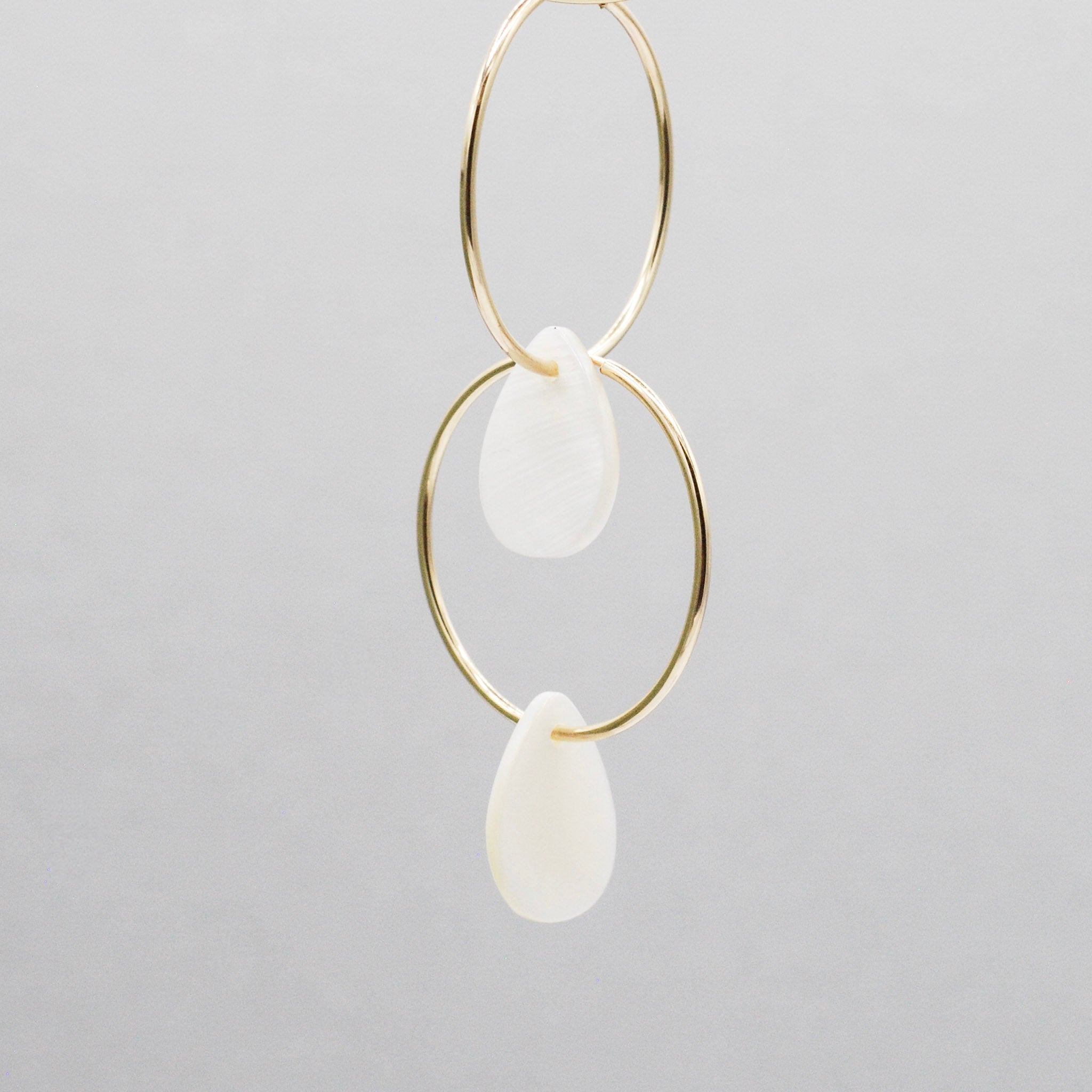 Mother of Pearl Teardrop Hoop Drops - Jewel Ya