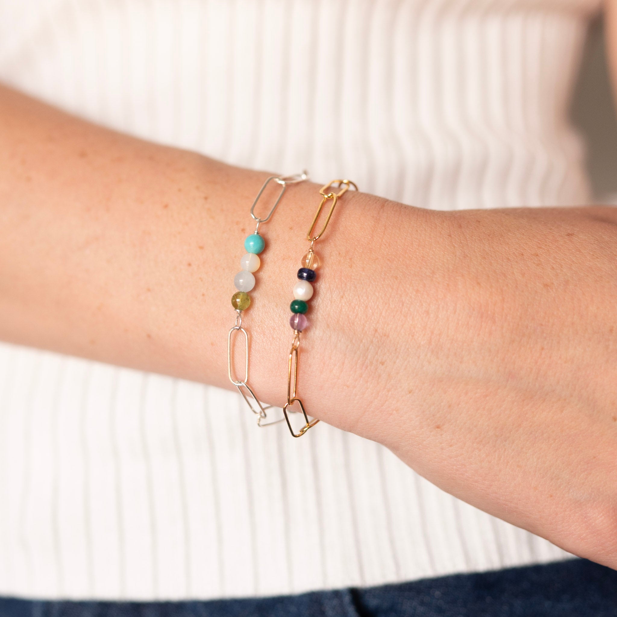 'My People' Birthstone XL Paperclip Chain Bracelet - Jewel Ya