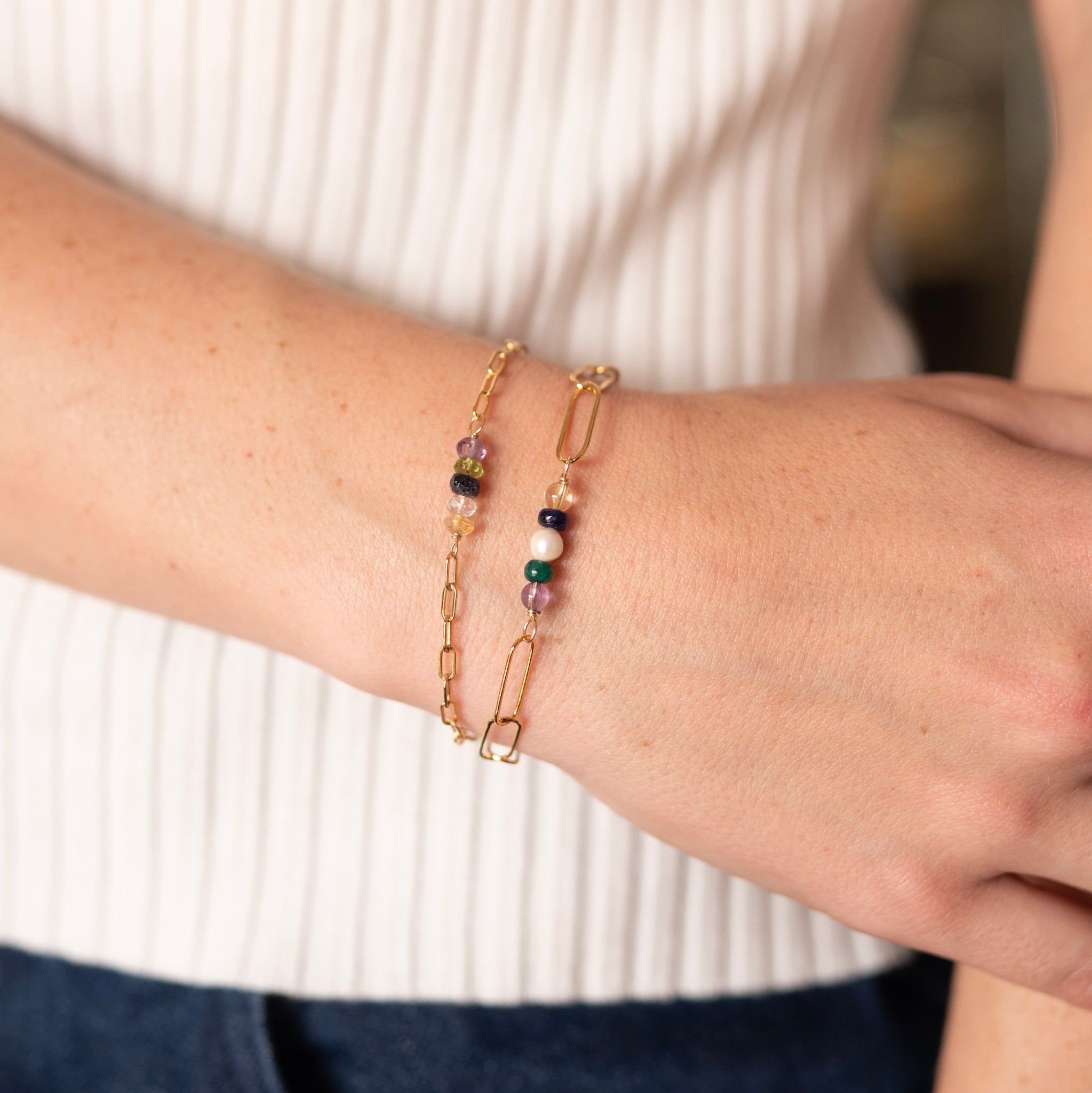 'My People' Birthstone XL Paperclip Chain Bracelet - Jewel Ya