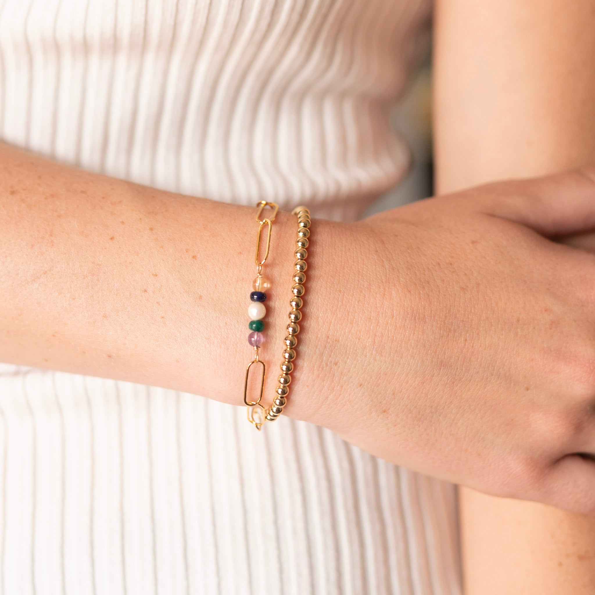 'My People' Birthstone XL Paperclip Chain Bracelet - Jewel Ya