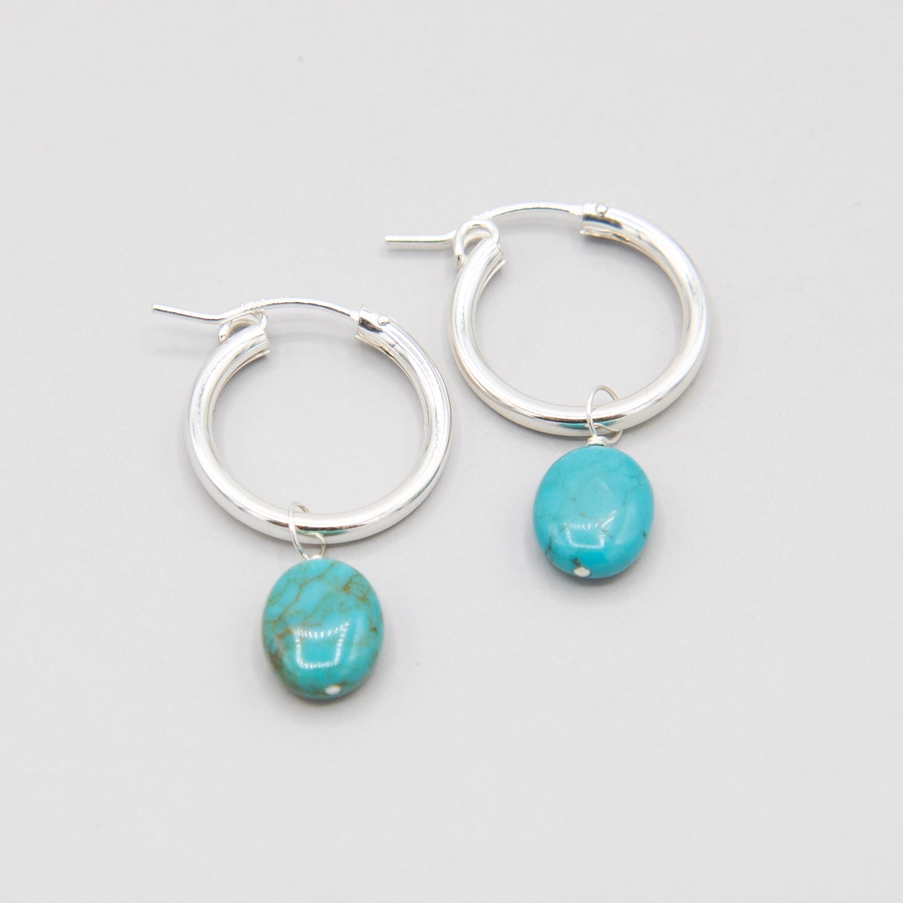 Natural Turquoise Hoop Drops