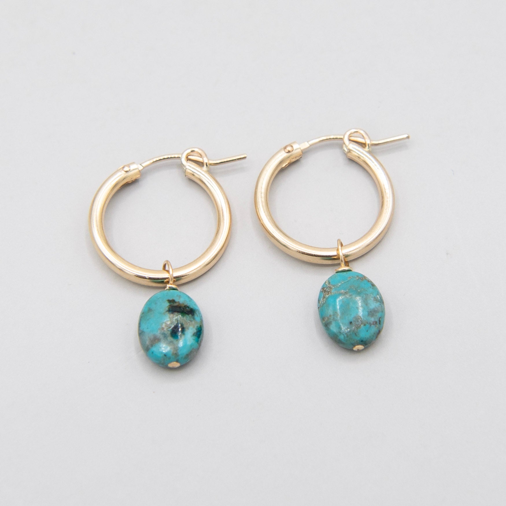 Natural Turquoise Hoop Drops
