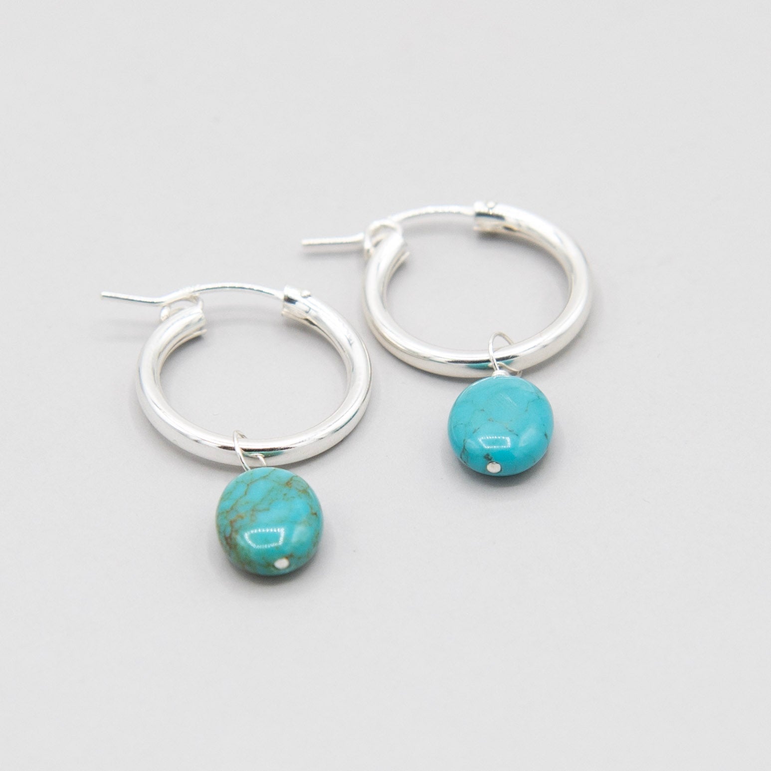 Natural Turquoise Hoop Drops