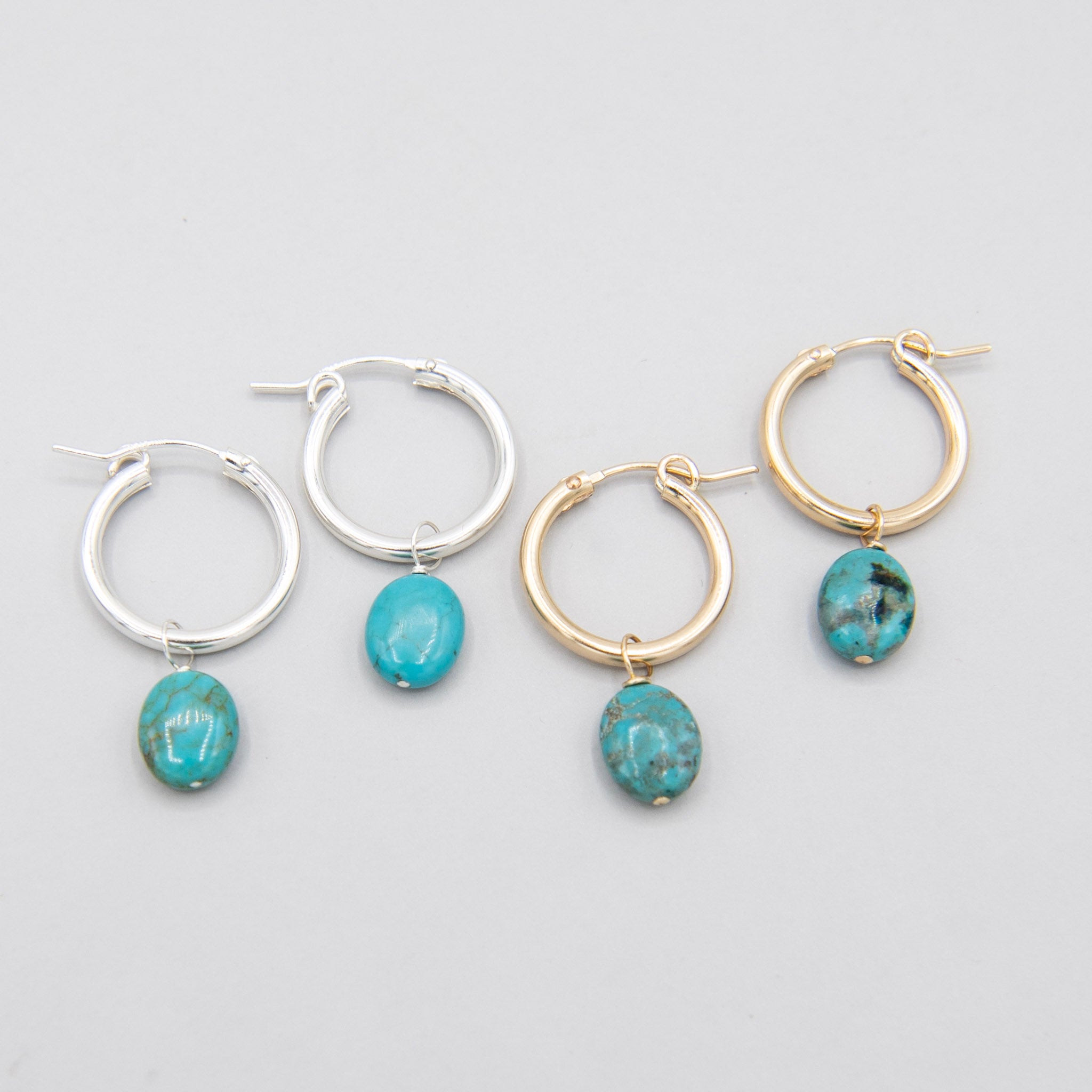 Natural Turquoise Hoop Drops