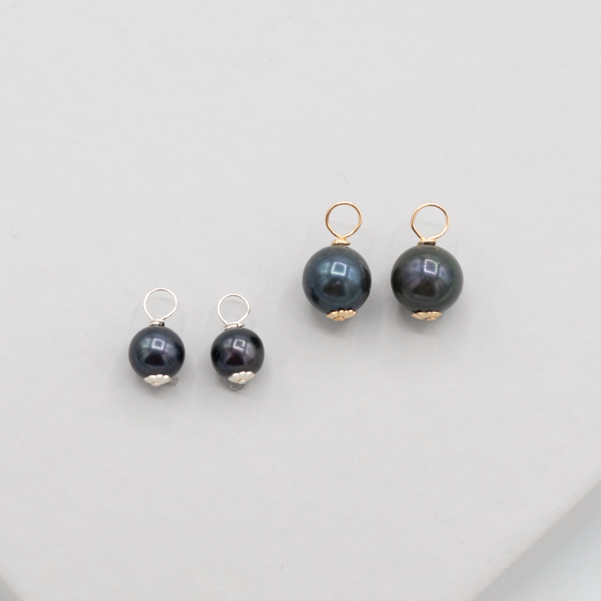 Navy Freshwater Pearl Hoop Drops - Jewel Ya