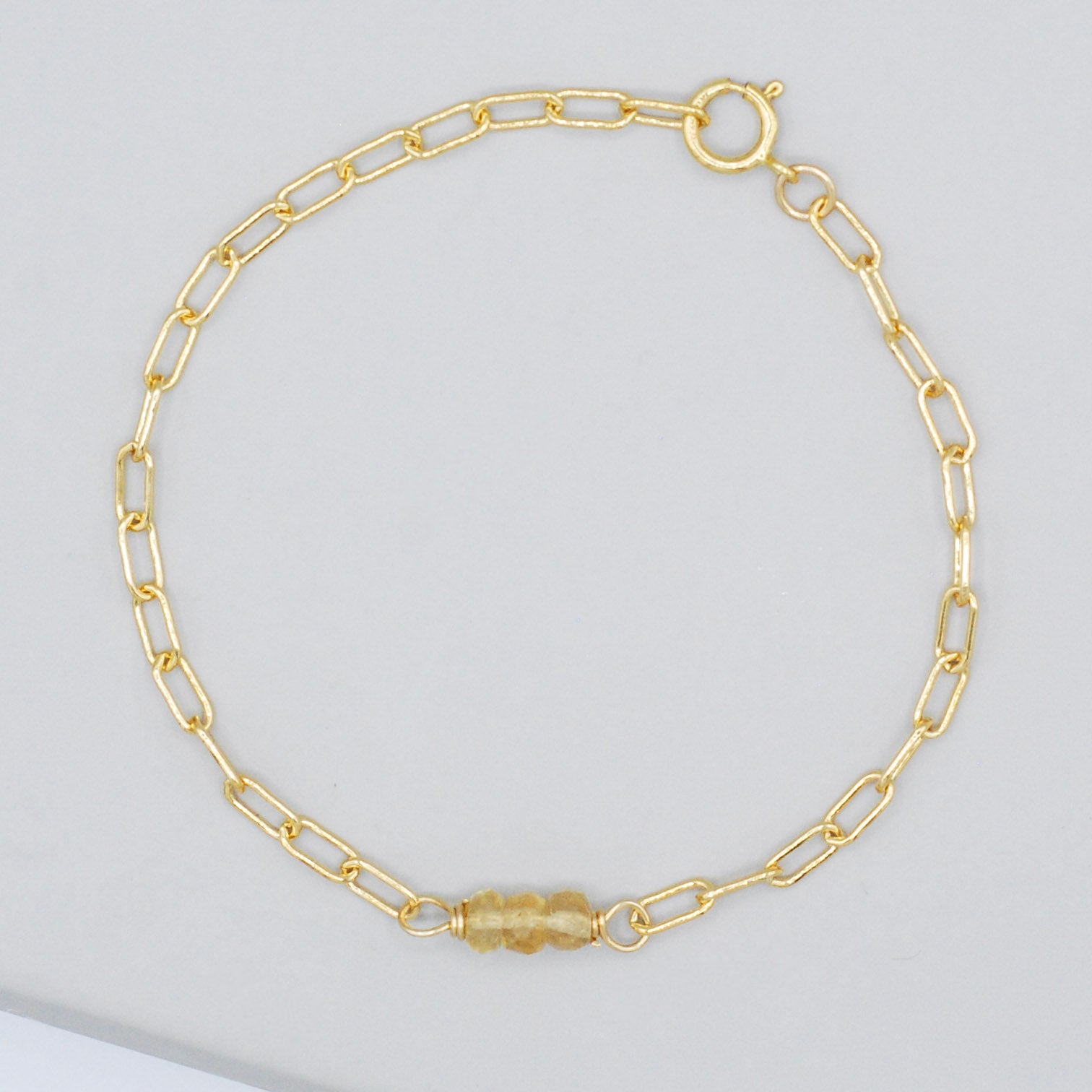 November Citrine Paperclip Chain Bracelet - Jewel Ya
