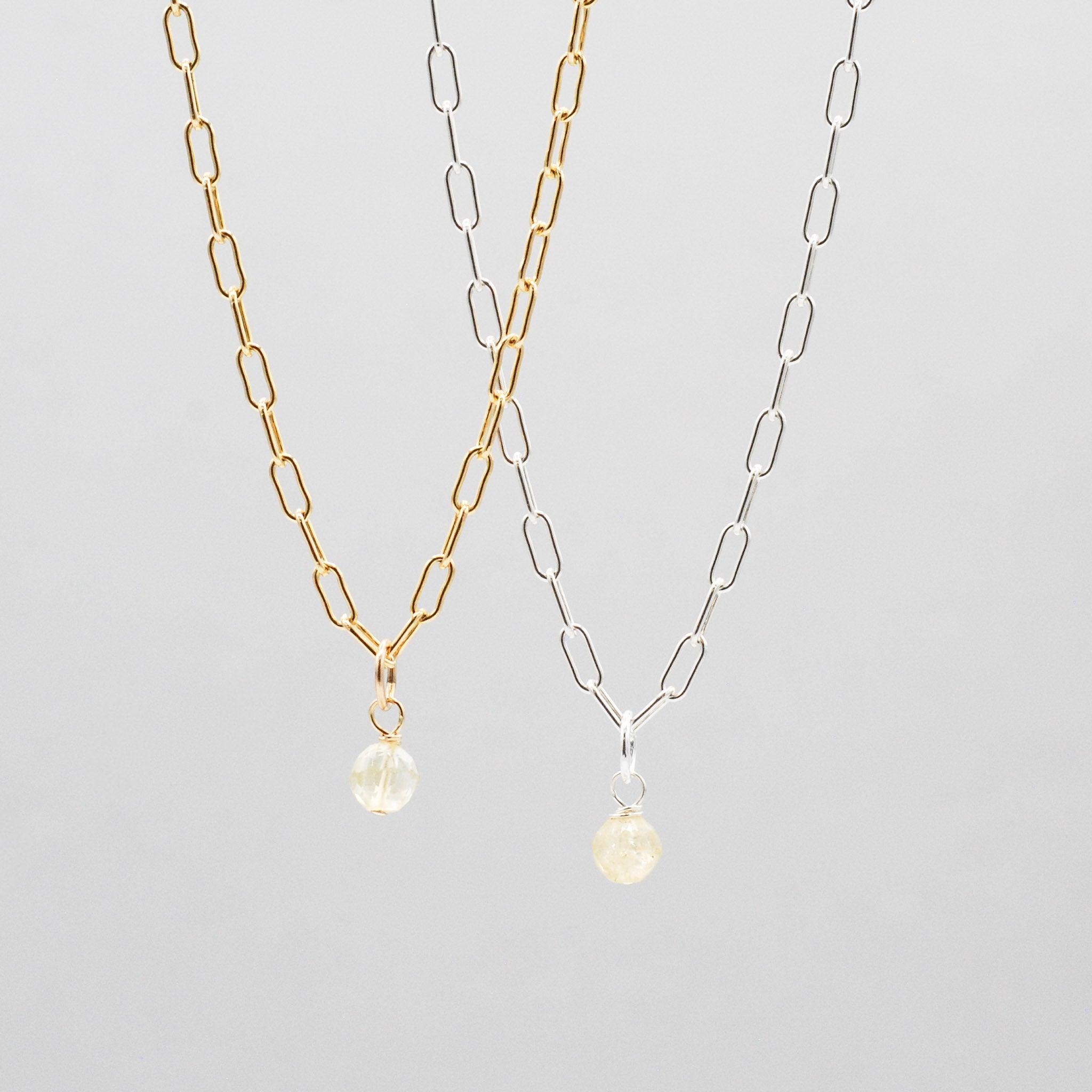 Birthstone Paperclip Charm Necklace - Jewel Ya