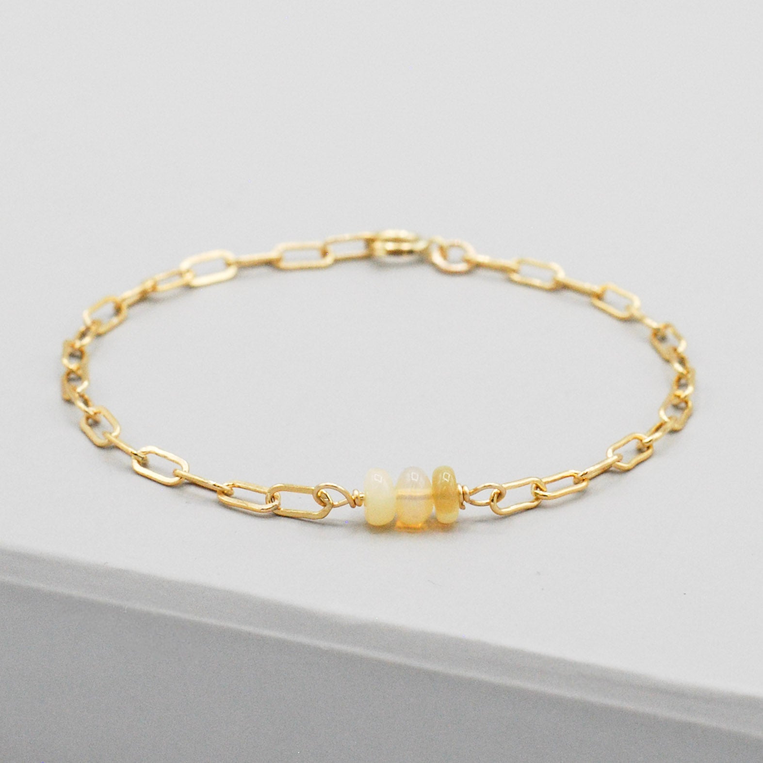 October Opal Paper Clip Chain Bracelet - Jewel Ya