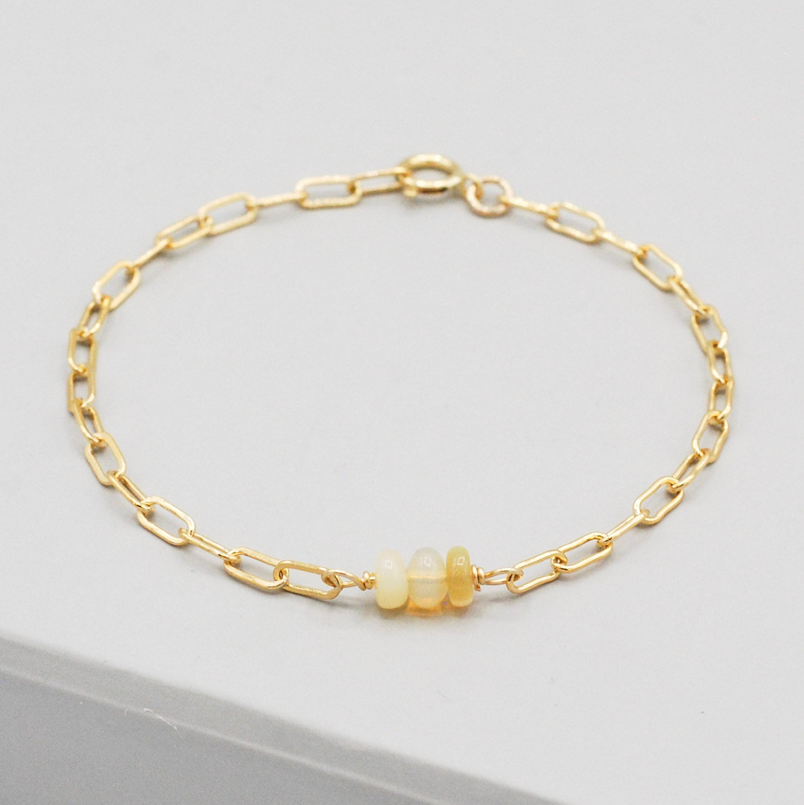October Opal Paper Clip Chain Bracelet - Jewel Ya