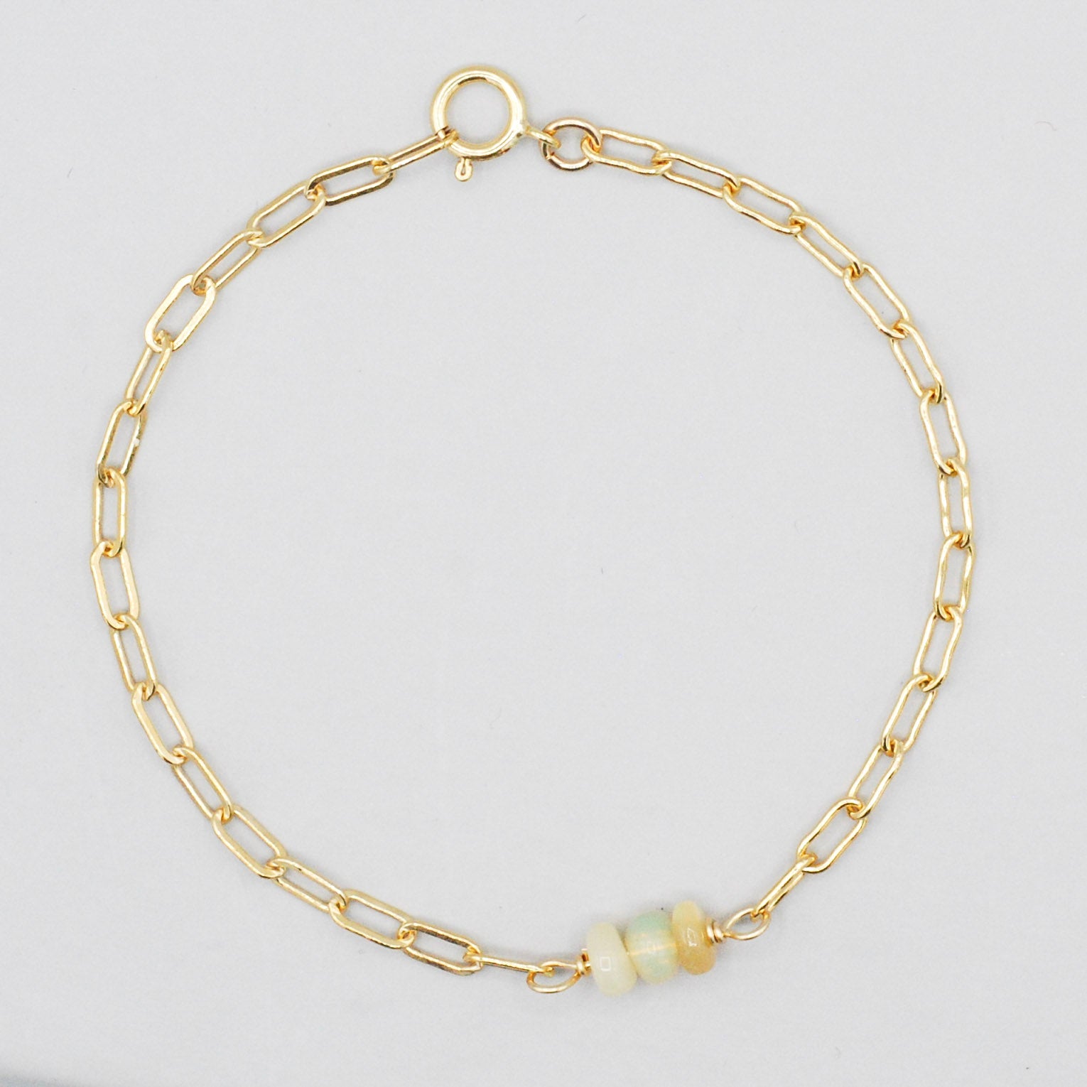 October Opal Paperclip Chain Bracelet - Jewel Ya