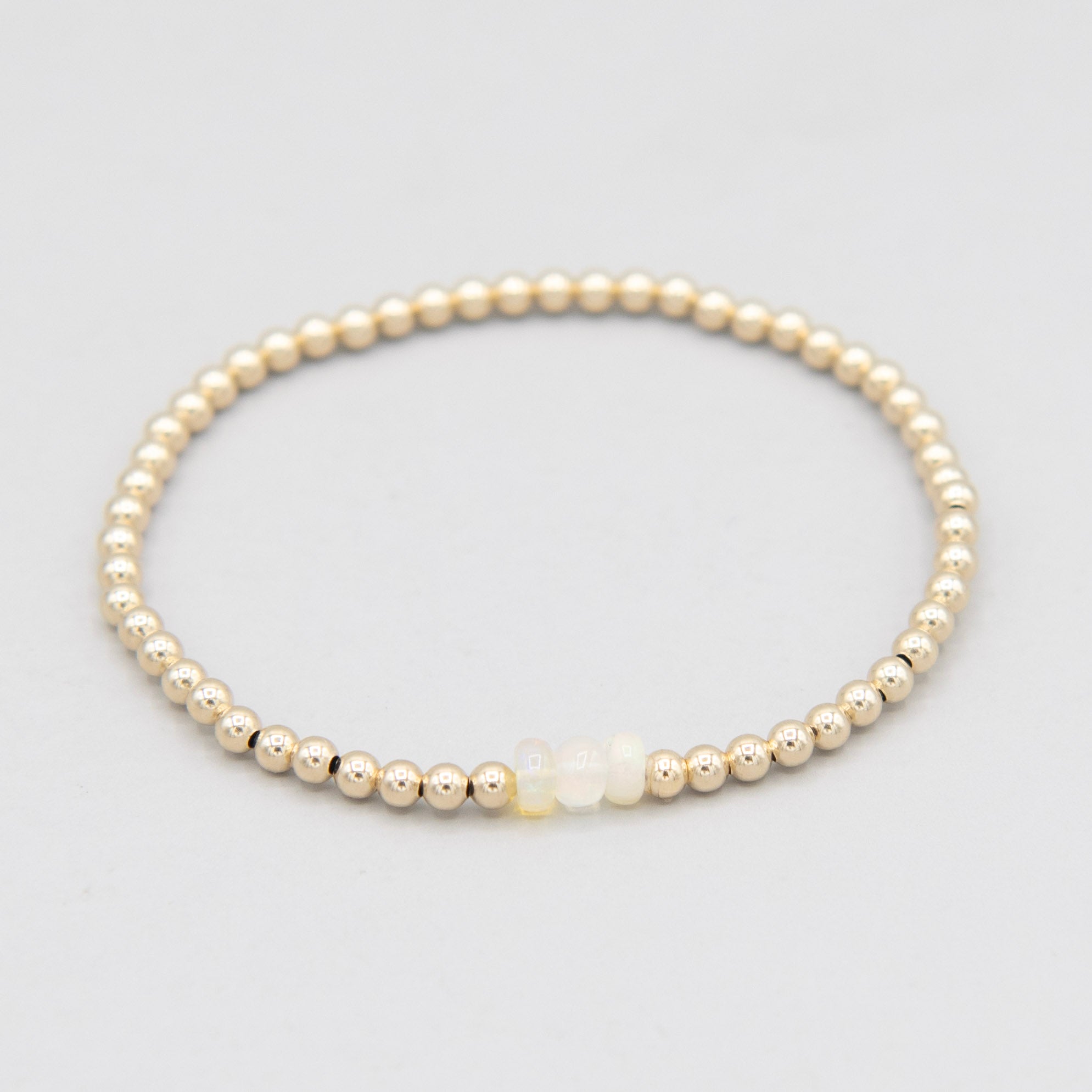 3mm Birthstone & 4mm Beaded Lux Bracelet Set
