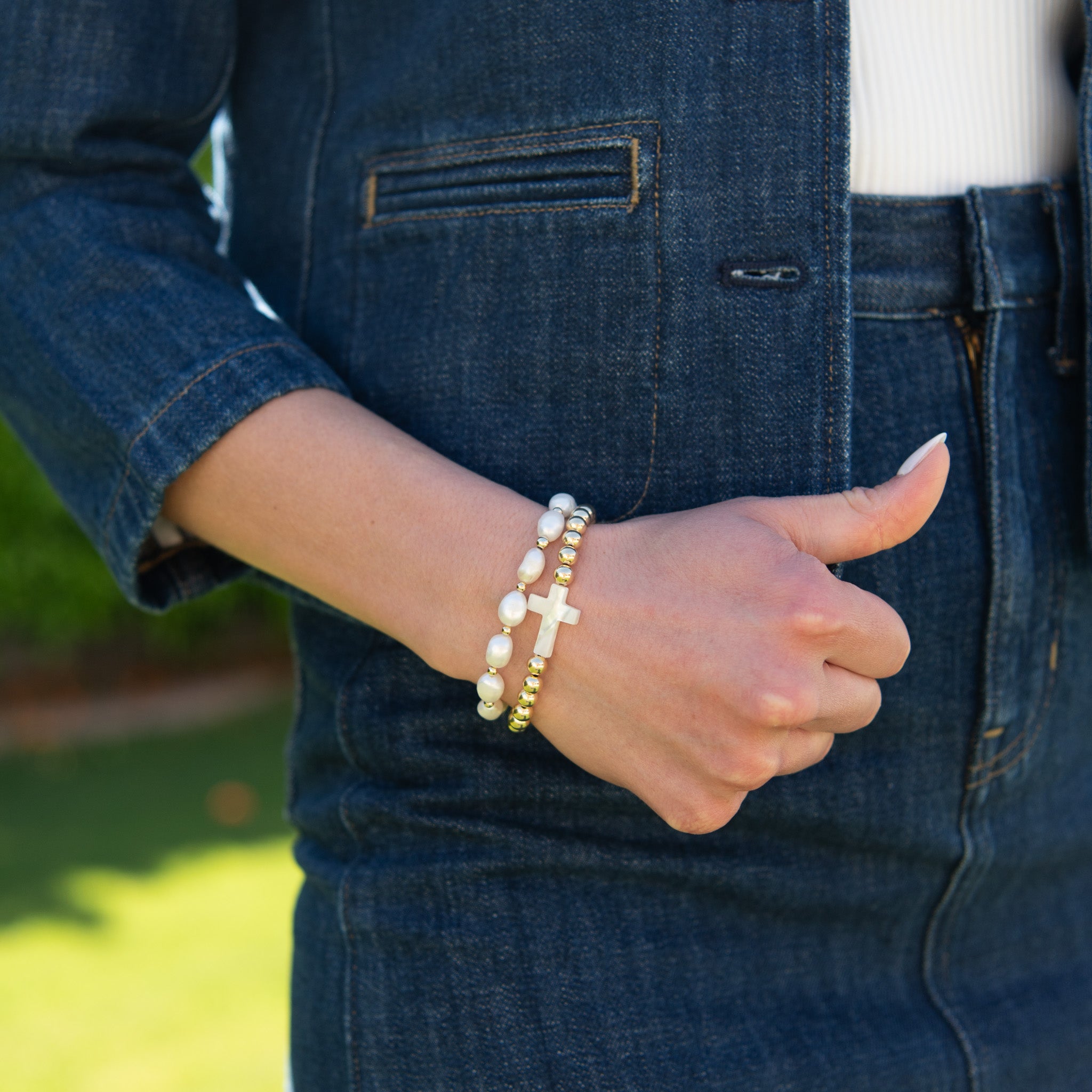 Oval Freshwater Pearl Beaded Bracelet - Jewel Ya