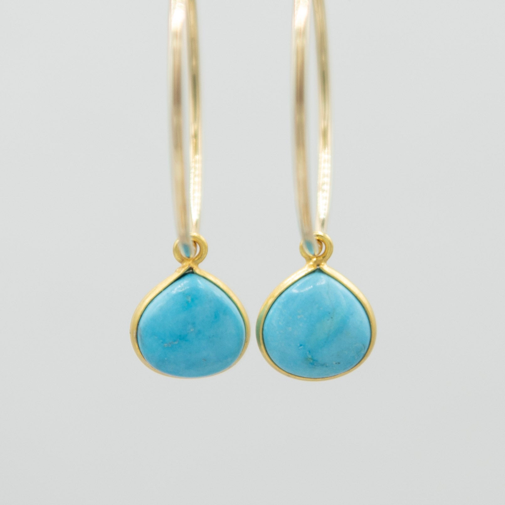 Turquoise Hoop Drops - Jewel Ya