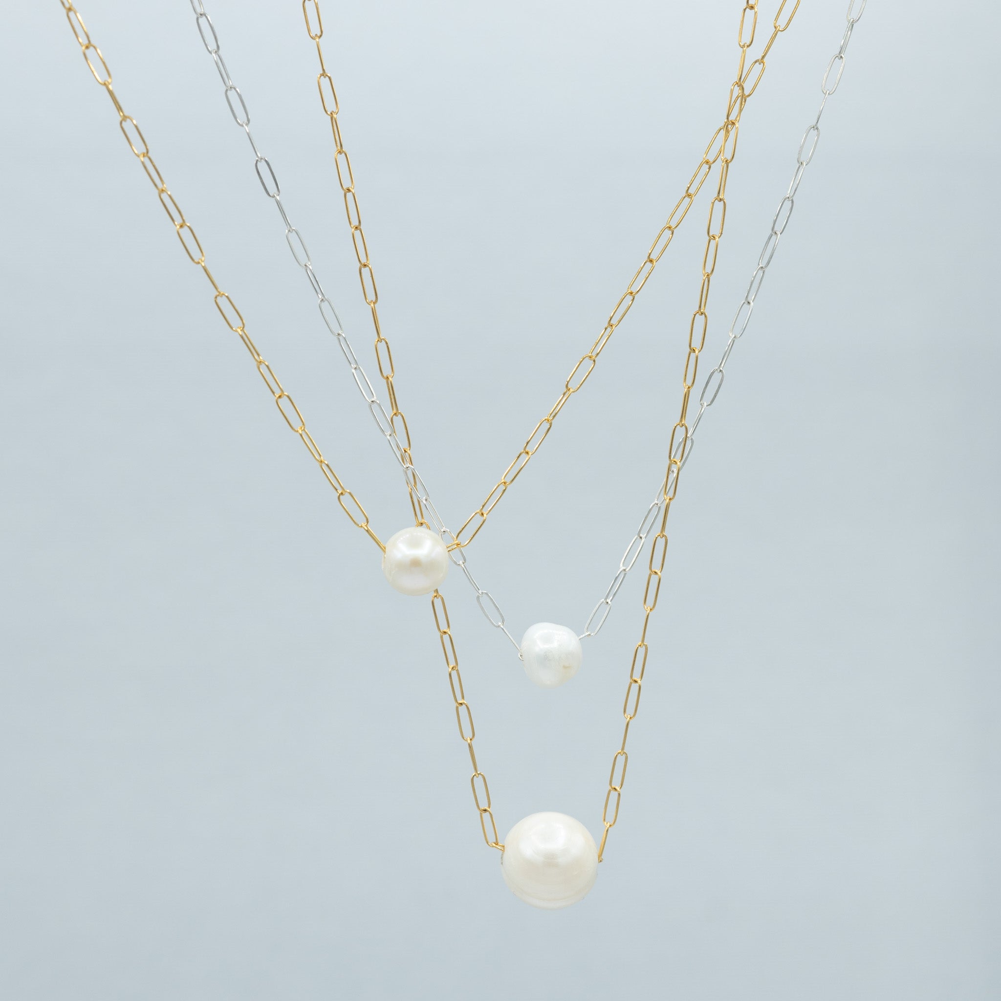 Paperclip Freshwater Pearl Necklace - Jewel Ya