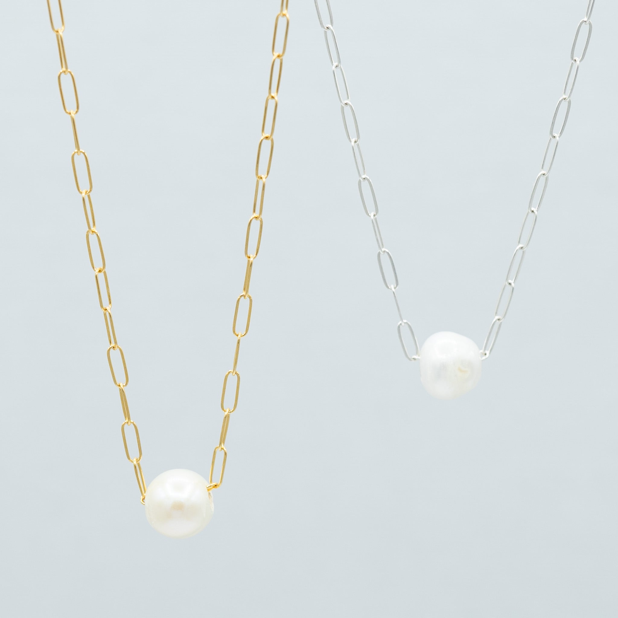 Paperclip Freshwater Pearl Necklace - Jewel Ya