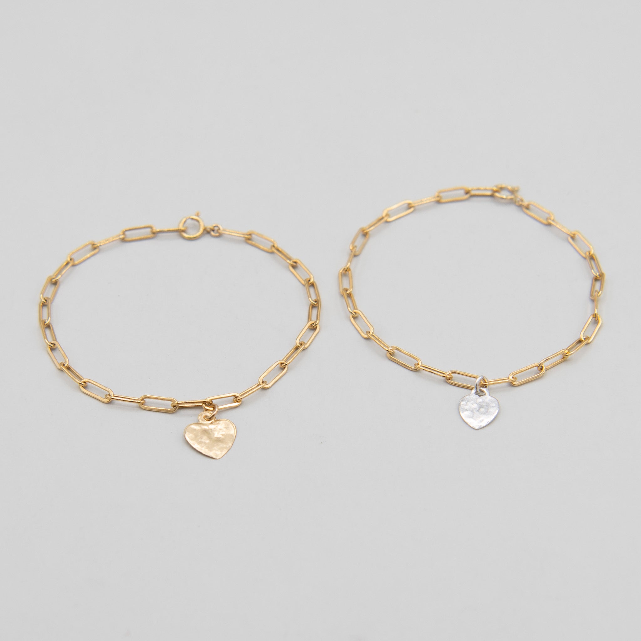 Paper Clip & Petite Heart Bracelet - Jewel Ya