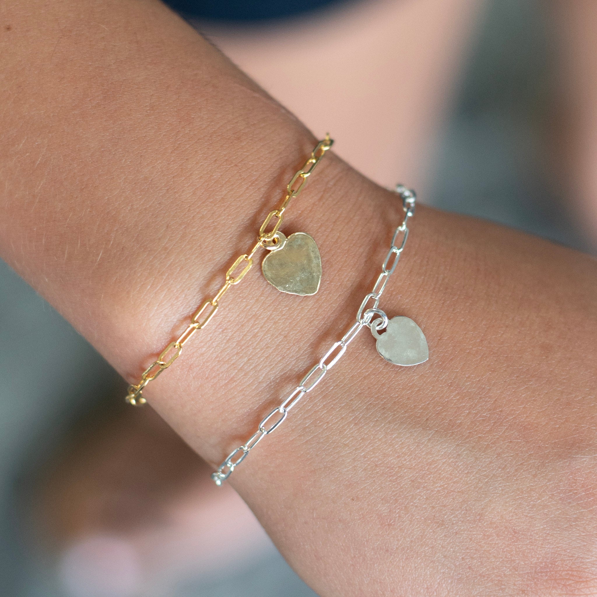 Paperclip & Petite Heart Bracelet - Jewel Ya